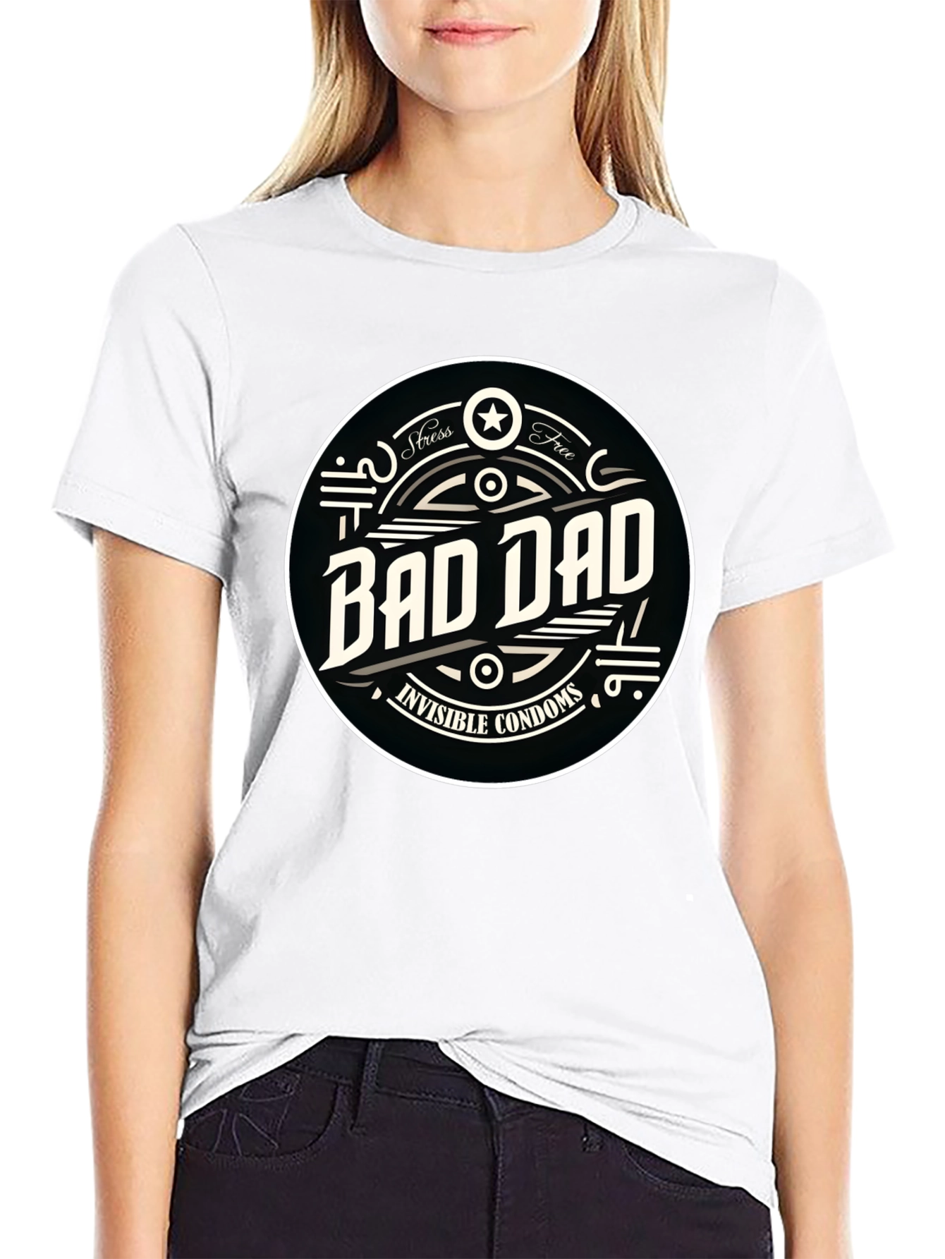 Black Bad Dad Funny Graphic T-Shirt view 9