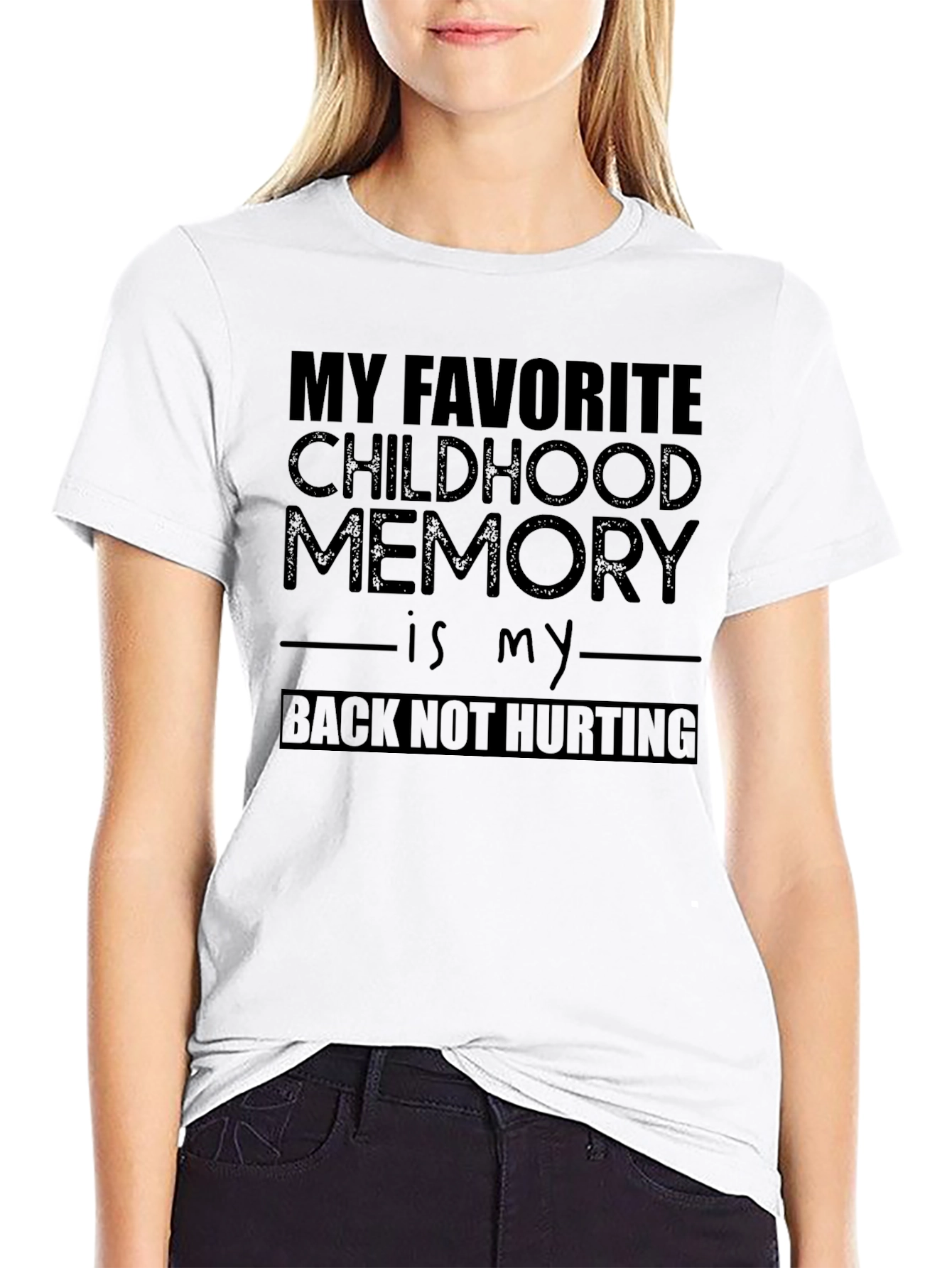 Black Funny Back Pain T-Shirt - Childhood Memory view 9