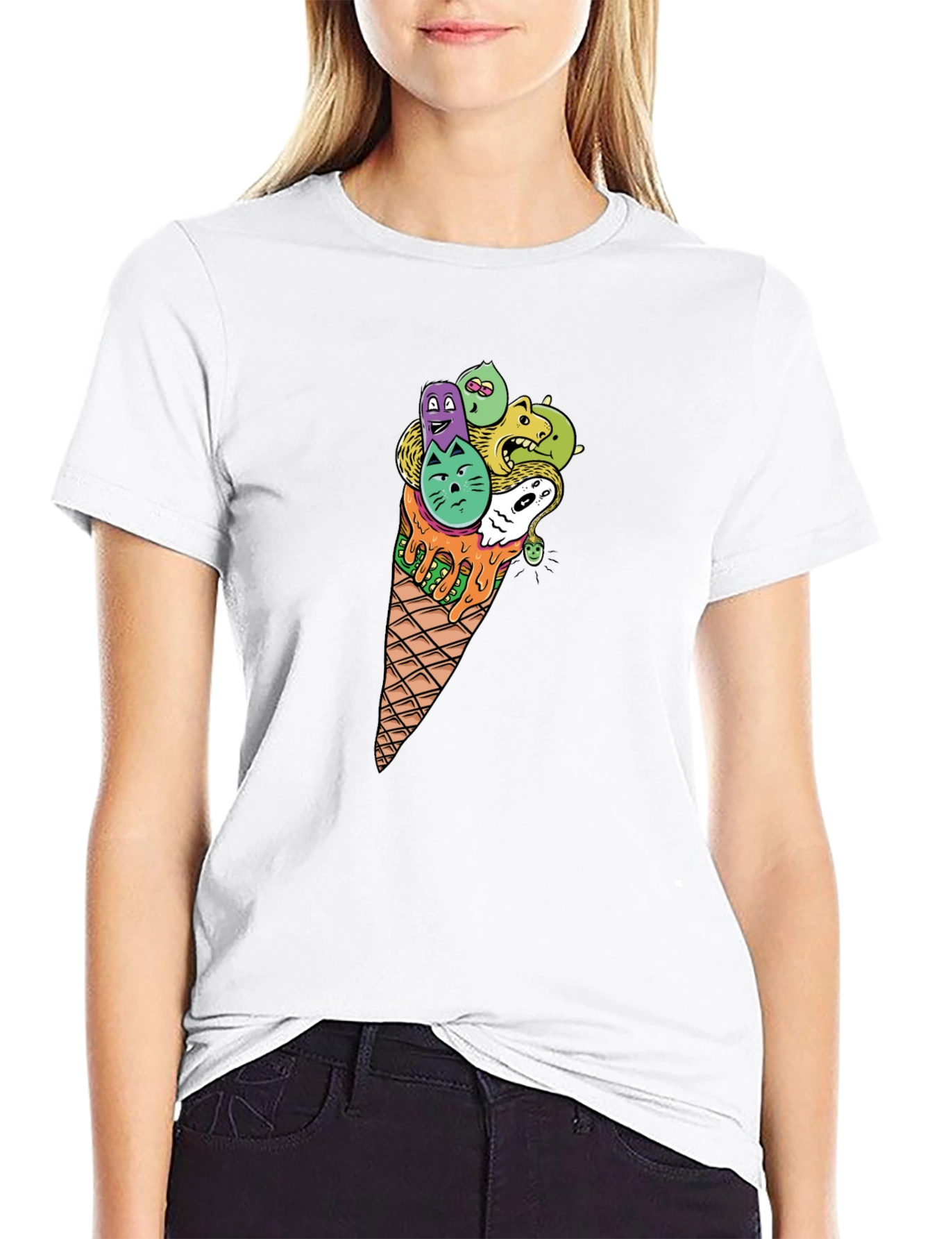 Black Funky Ice Cream Cone Graphic Tee - Black view 9