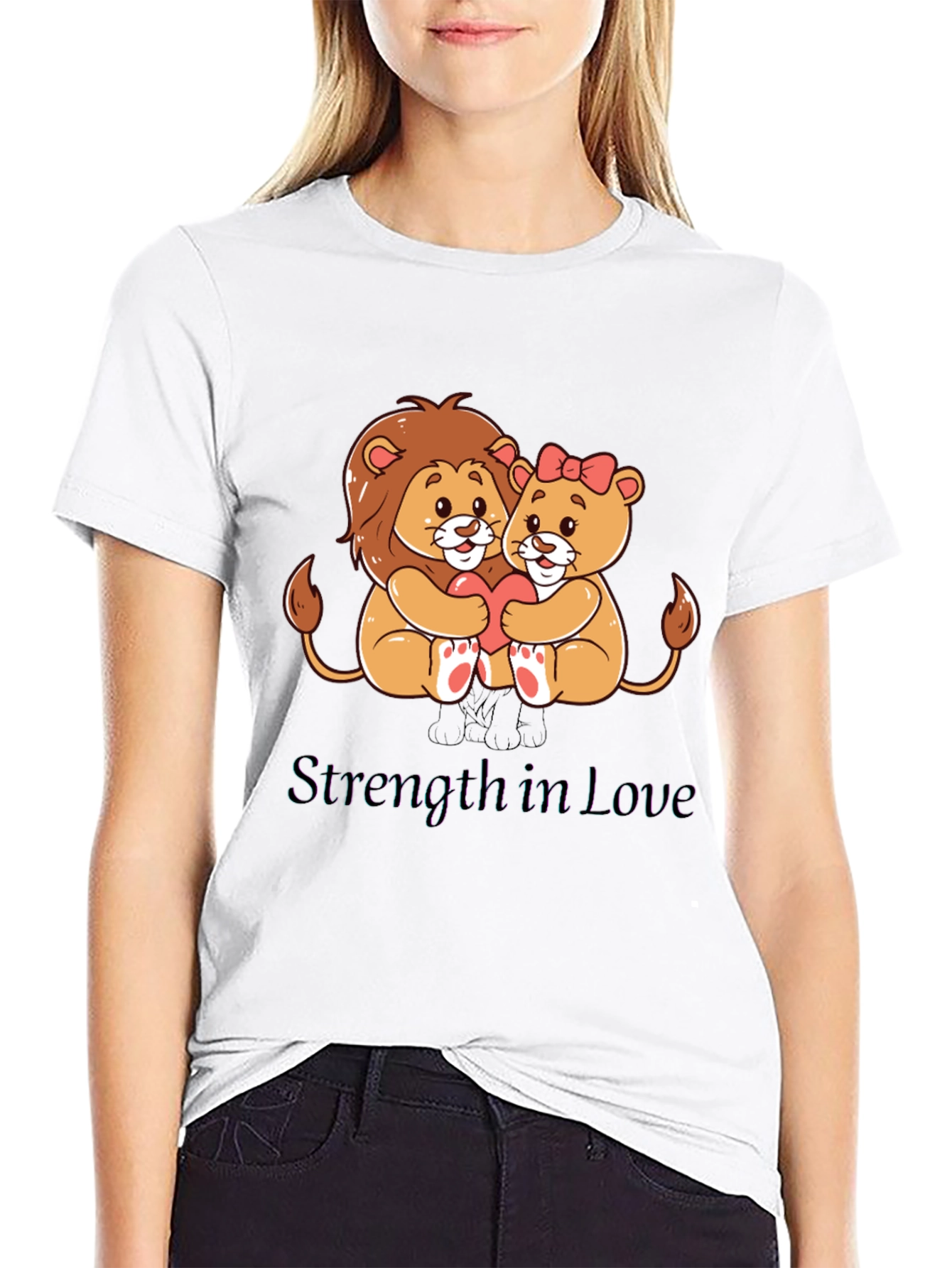 Black Lion Love T-Shirt - Strength in Love Design view 9