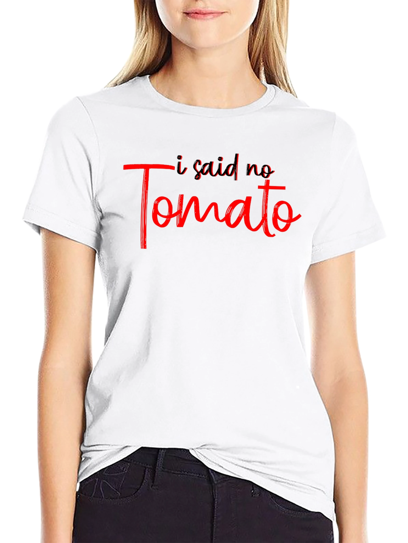 Black I Said No Tomato Graphic T-Shirt view 9