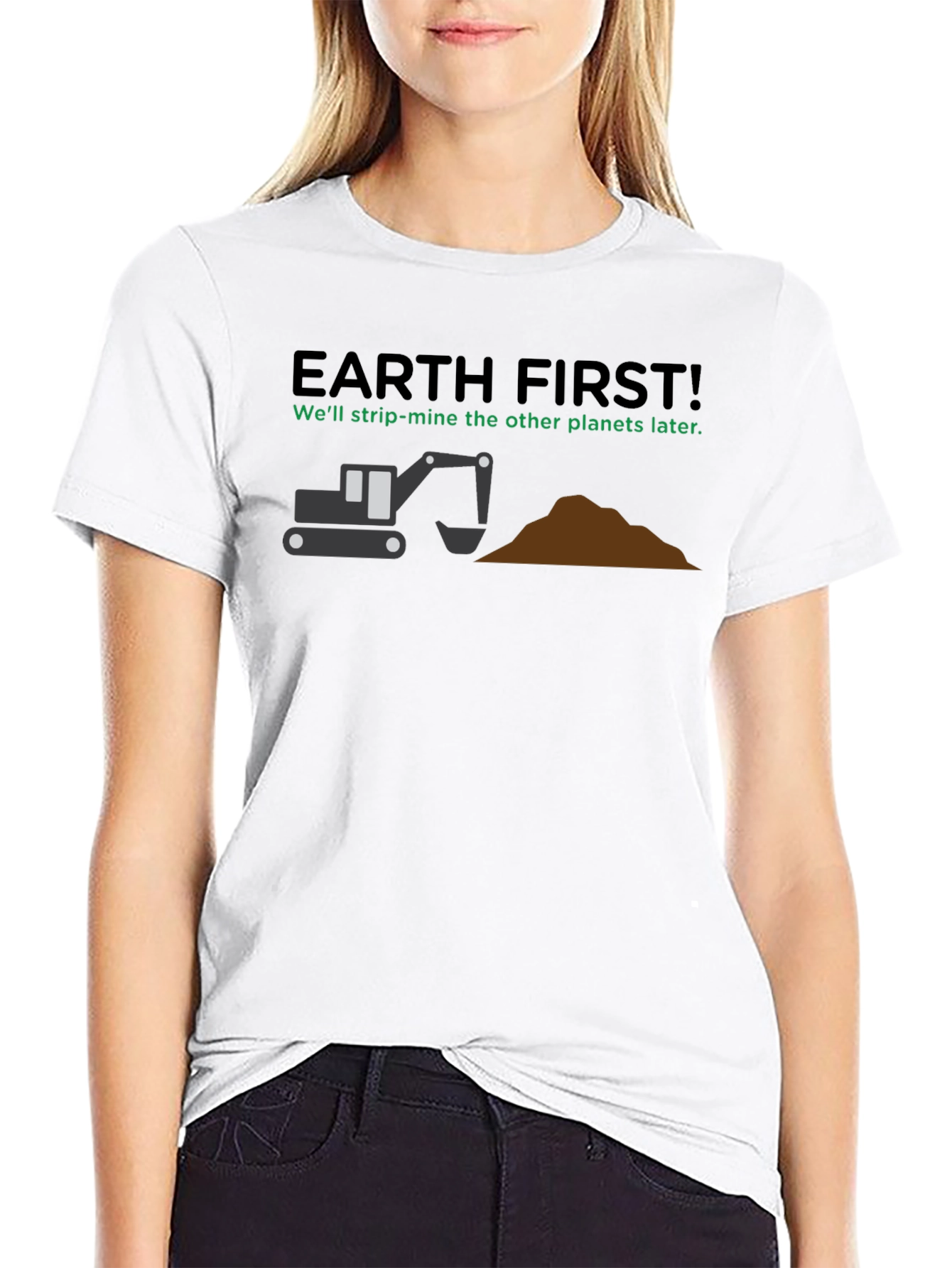 Black Earth First Strip Mine T-Shirt: Funny Graphic Tee view 9