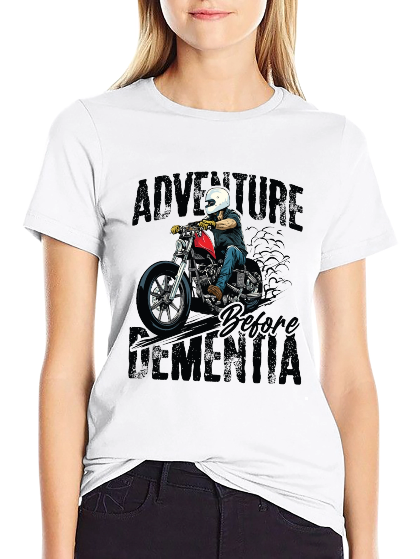 Black Adventure Before Dementia Biker Graphic Tee view 9