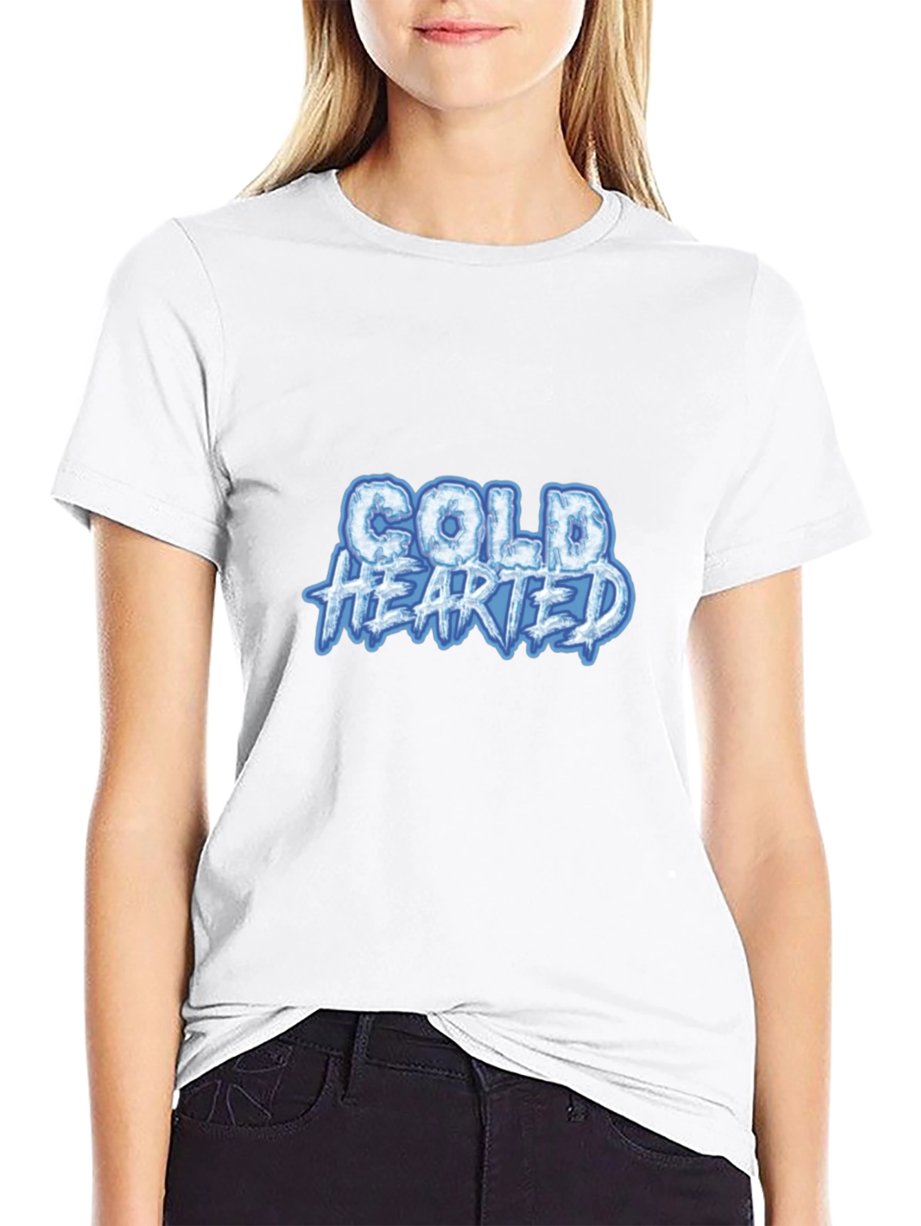 Cold Hearted Graphic Tee - Black Cotton Blend Shirt - 9