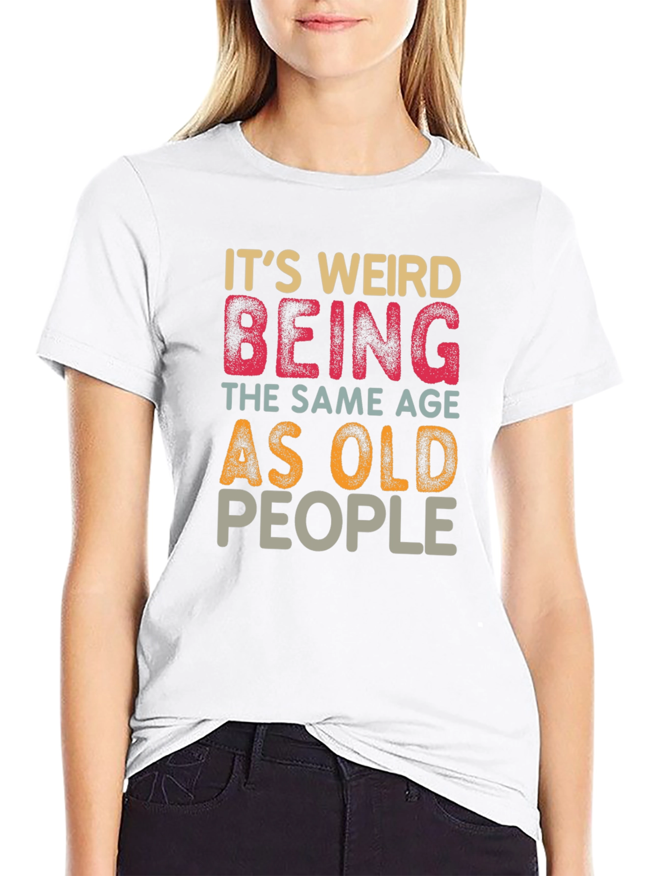 Black Funny 'Same Age as Old People' Graphic T-Shirt view 9