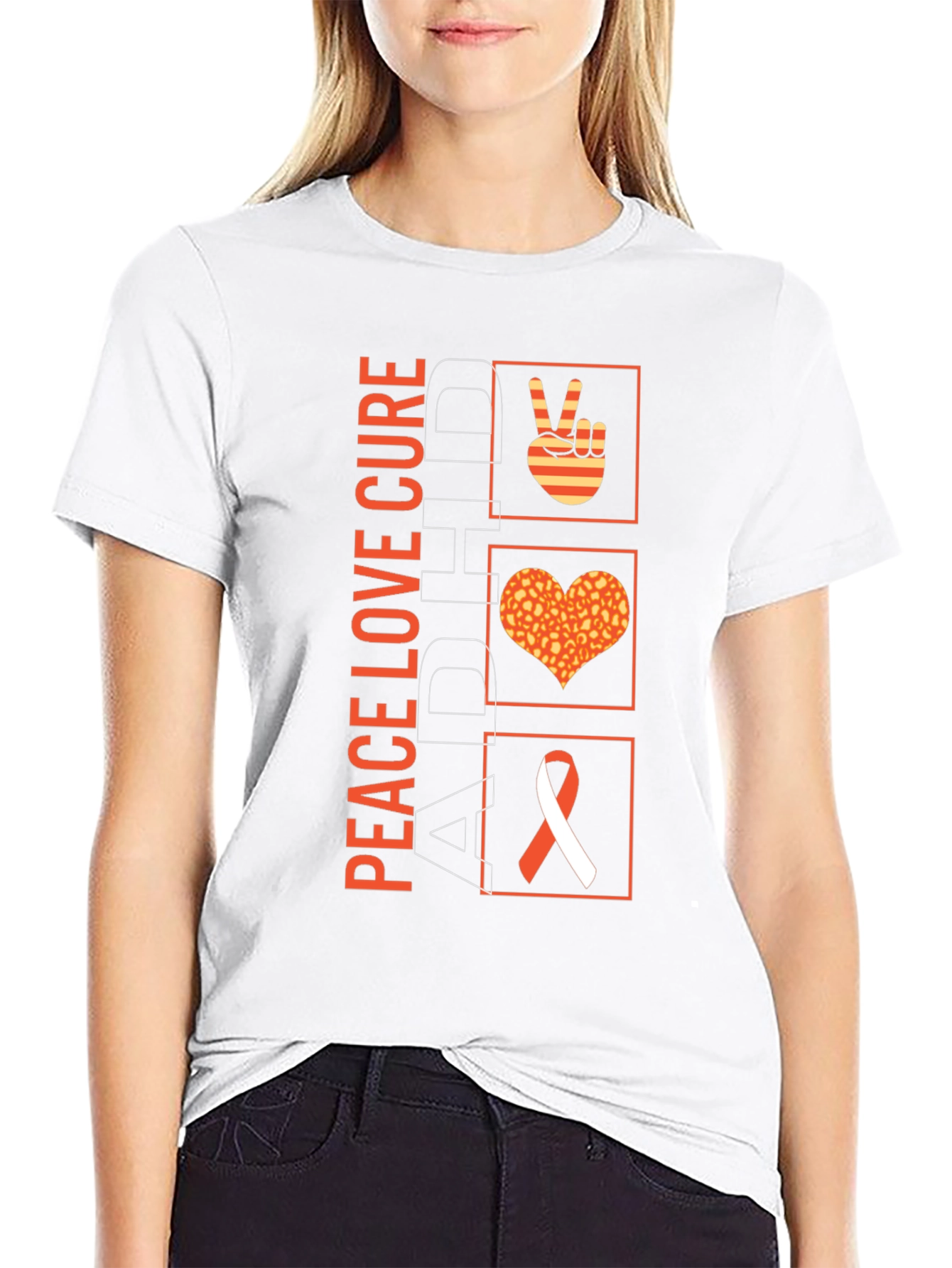 Peace Love Cure ADHD Awareness T-Shirt - 9