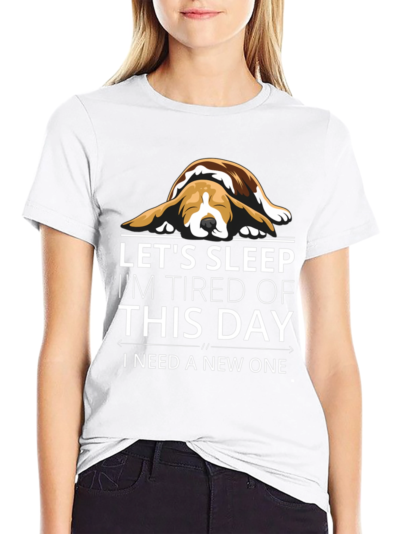 Black Let's Sleep Funny Dog T-Shirt view 9