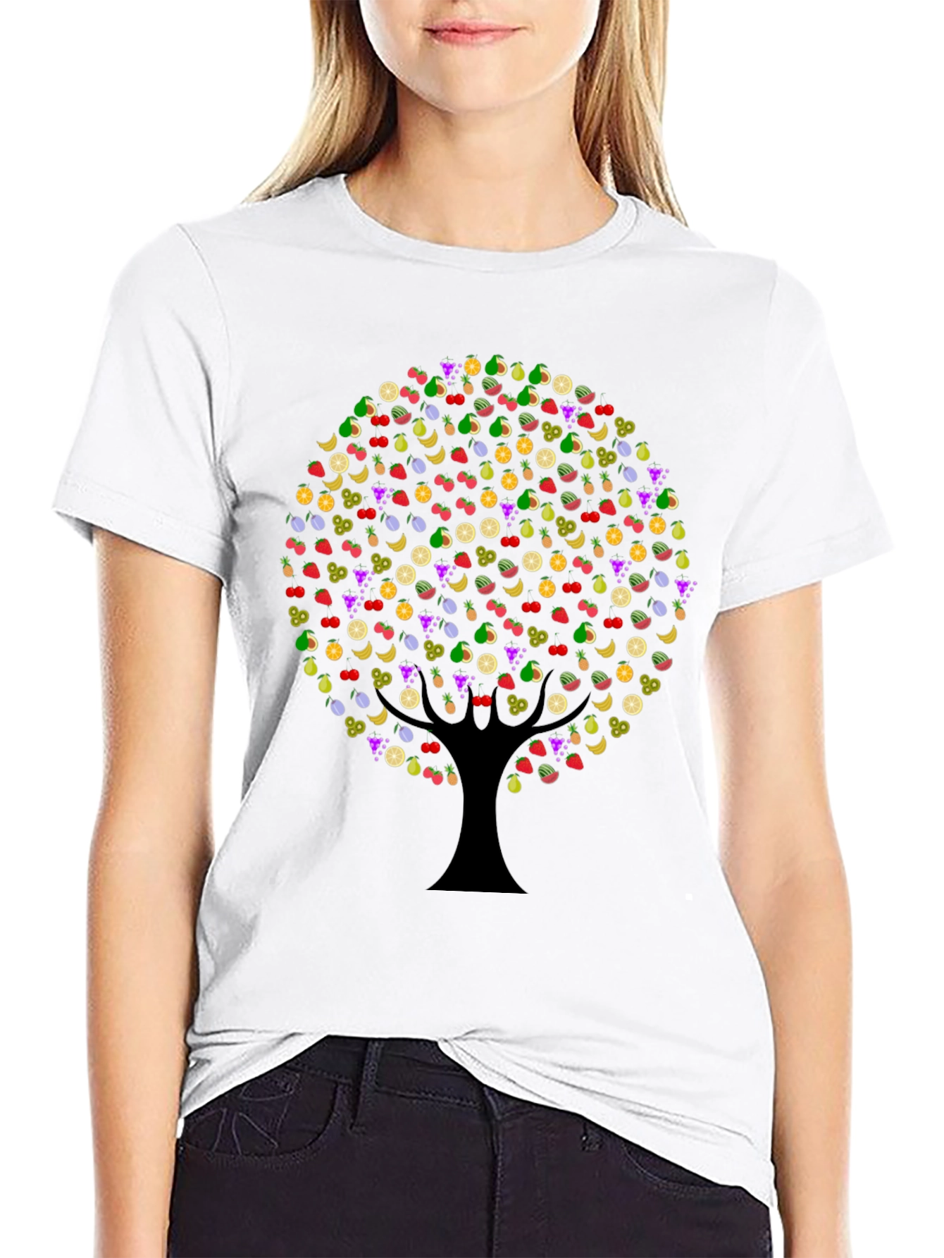 Black Fruit Tree Graphic Tee - Unique Design view 9