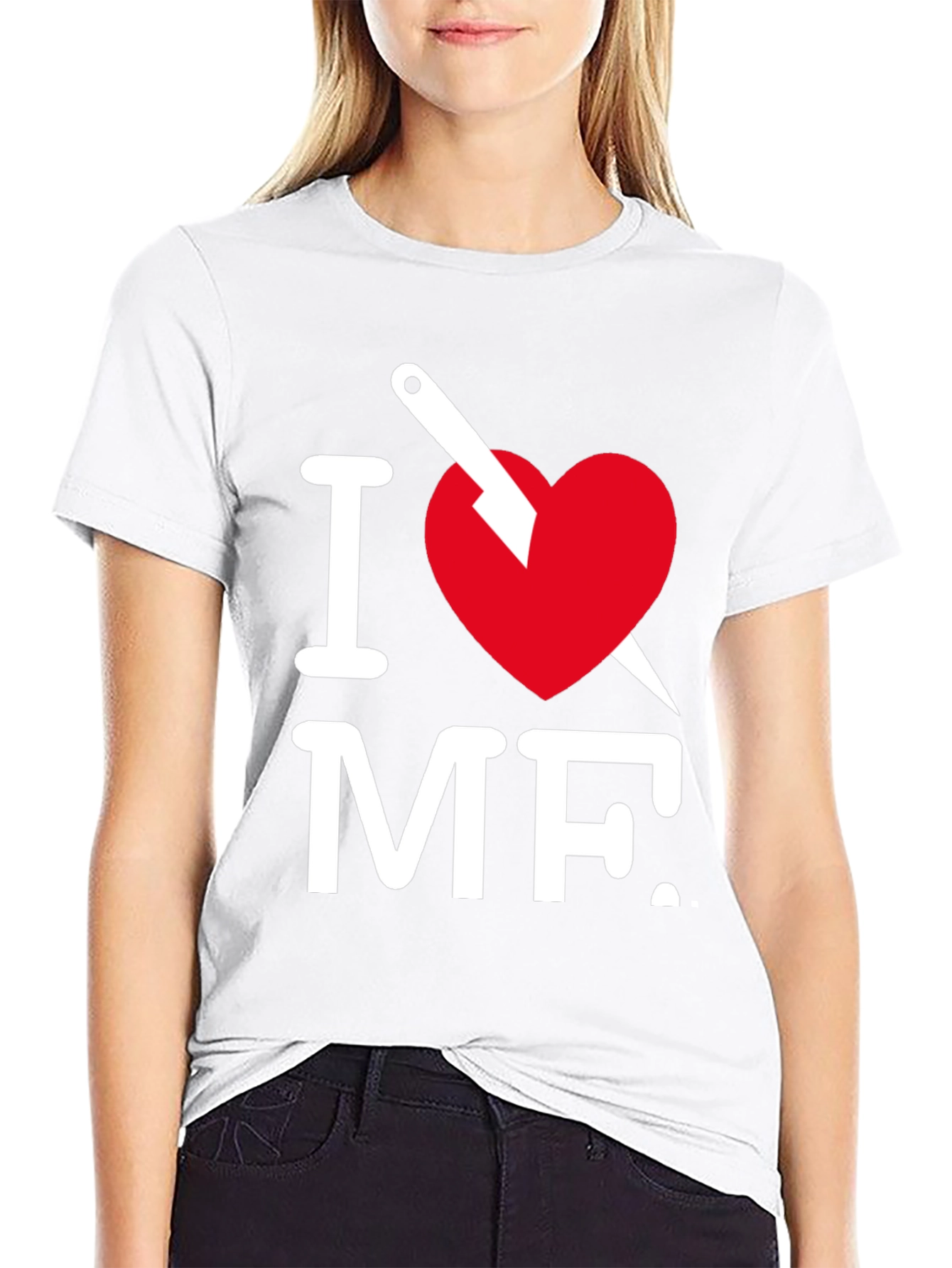 Black I Heart MF Graphic Tee - Black Crew Neck T-Shirt view 9