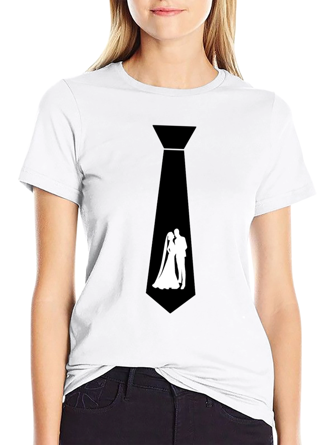 Black Novelty Wedding Tie Graphic Tee - Black view 9