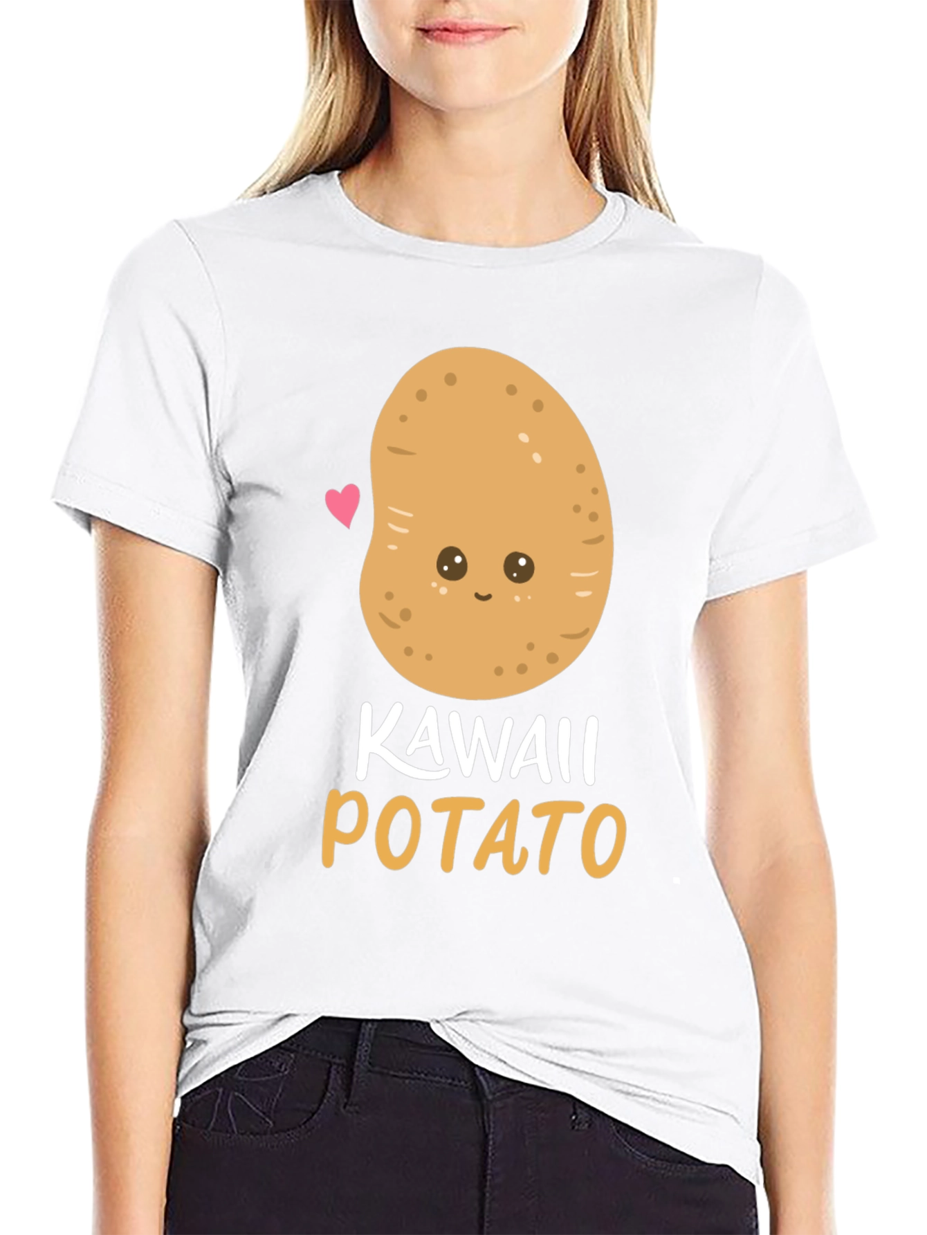 Black Kawaii Potato Graphic Tee - Unisex Comfort view 9