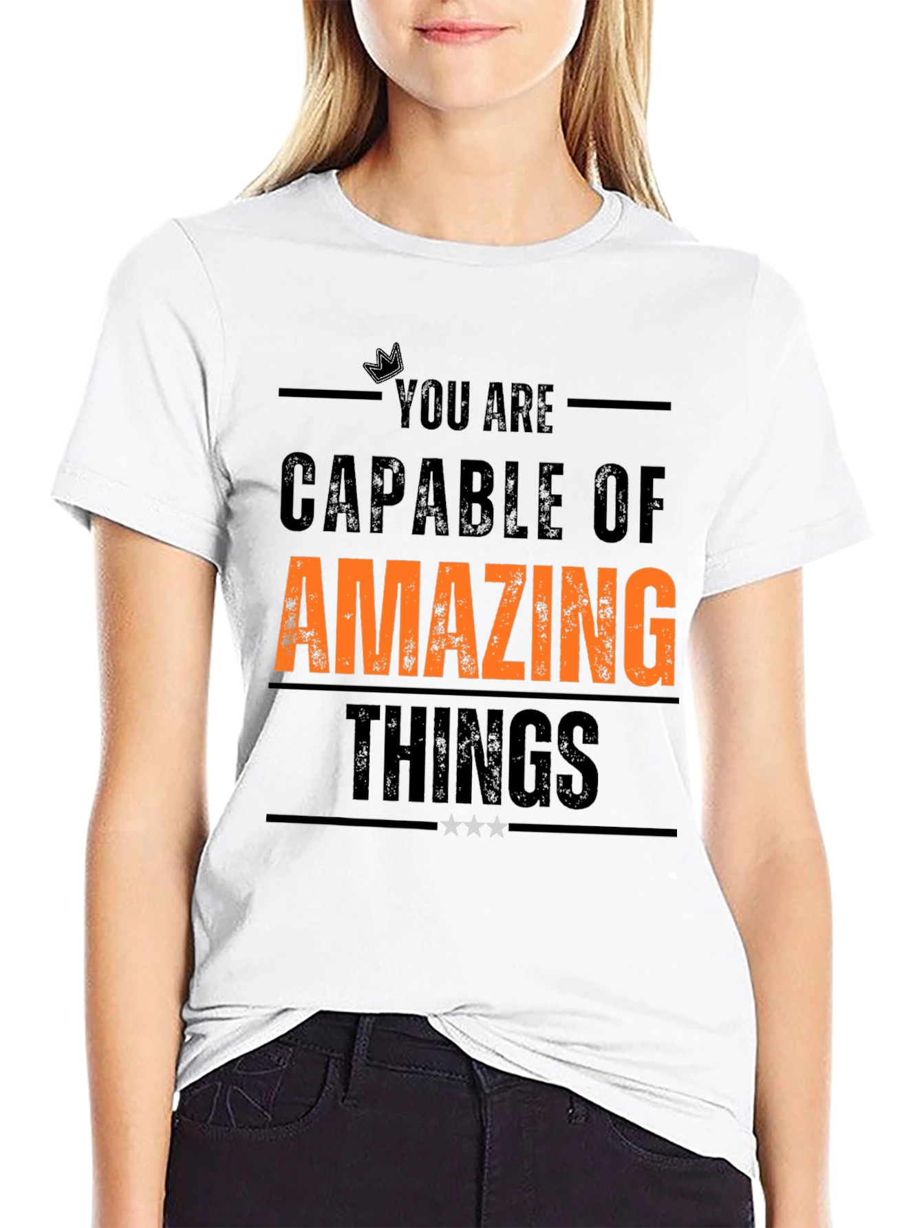 Black Inspirational T-Shirt: You Are Capable of Amazing Things view 9