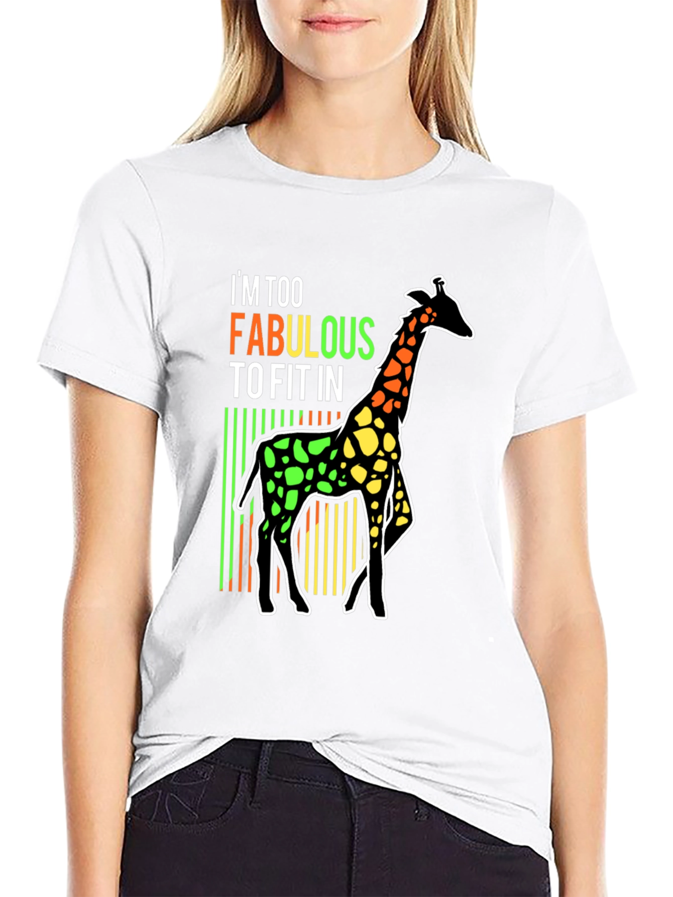 Black Fabulous Giraffe T-Shirt - Unique Design view 9