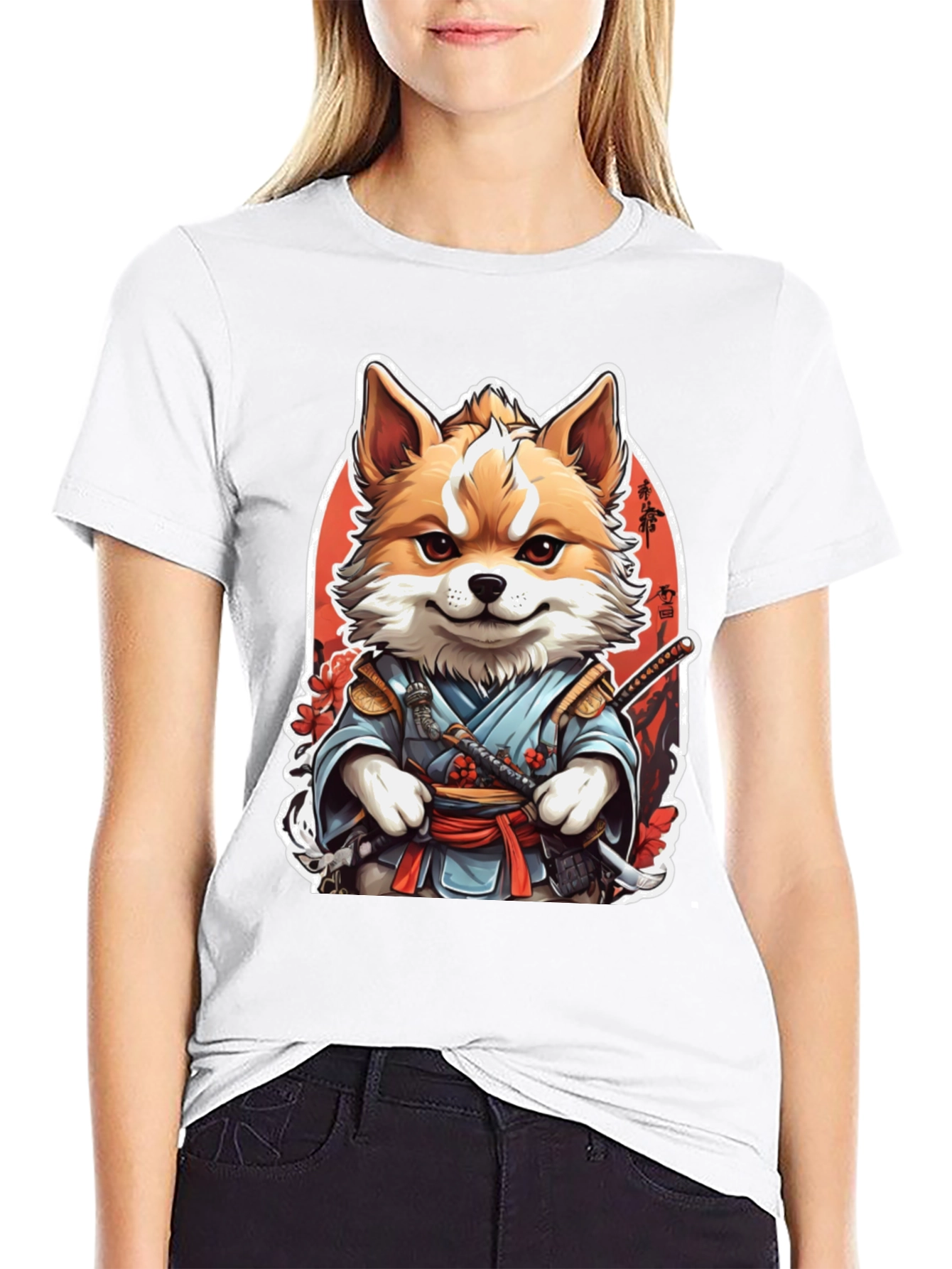 Black Samurai Fox Graphic Tee view 9