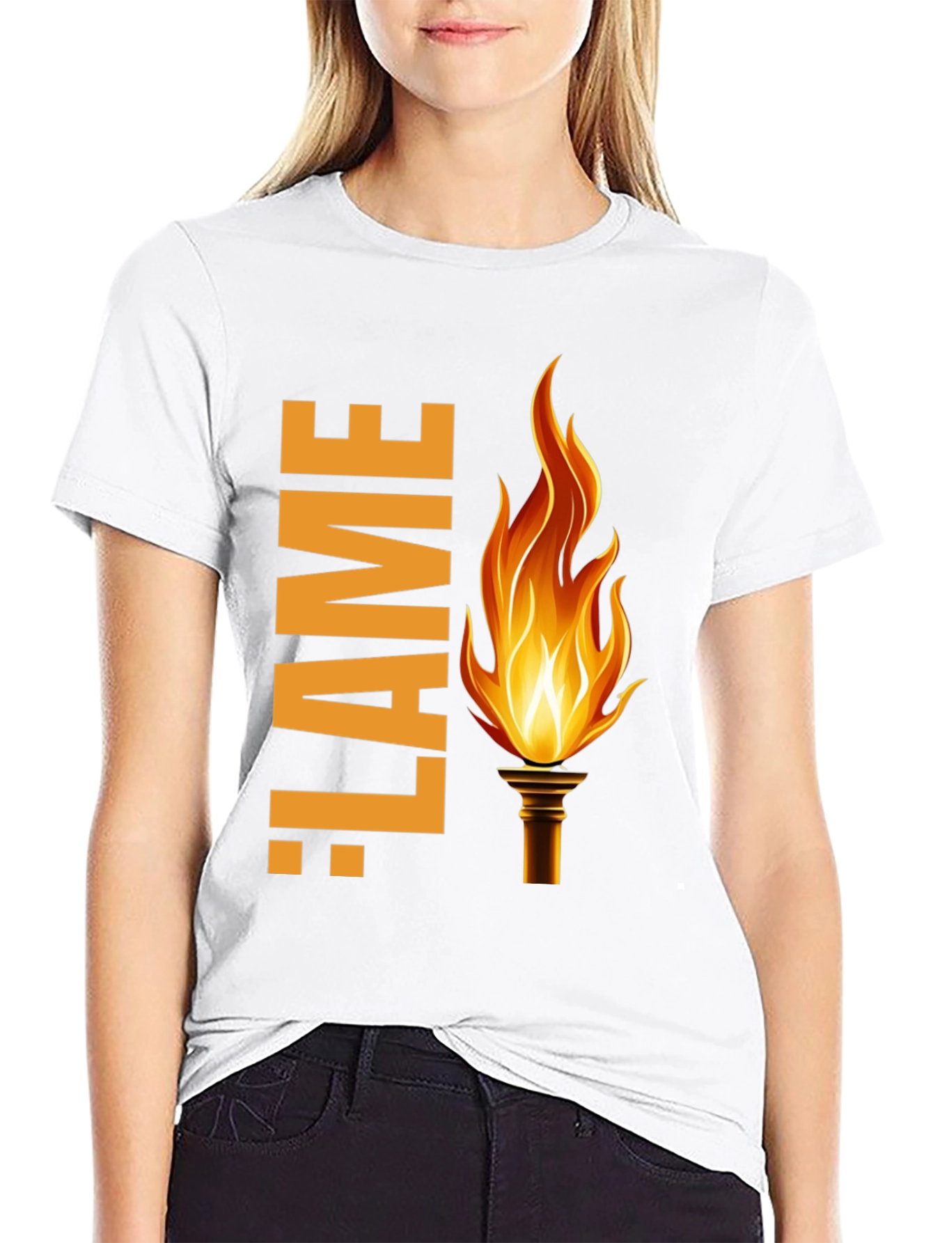 Black Flame Graphic Print Black T-Shirt view 9