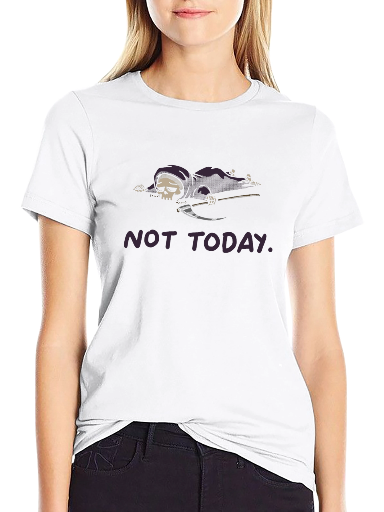 Black Not Today Graphic T-Shirt, Dark Humor Tee view 9