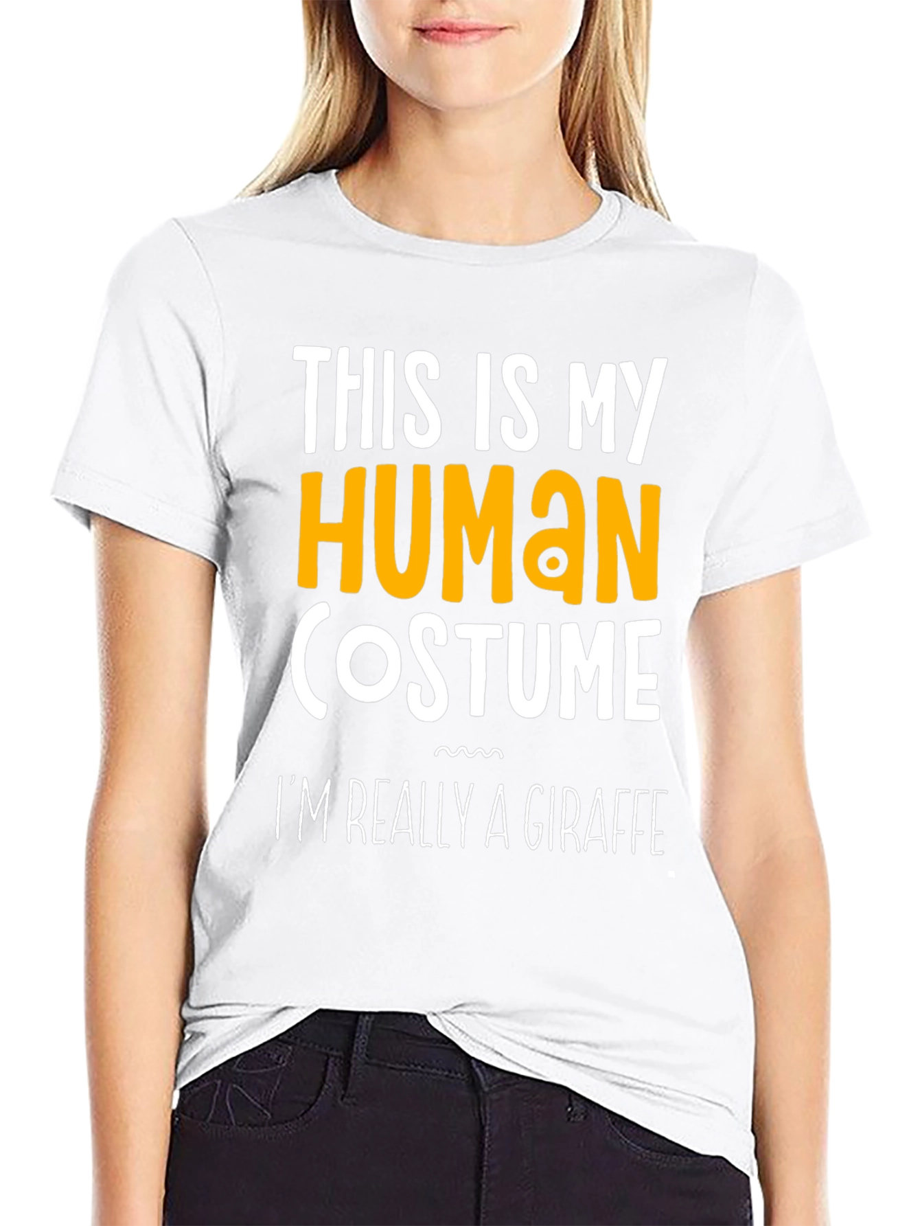 Black Funny Giraffe Costume T-Shirt - This Is My Human Costume view 9