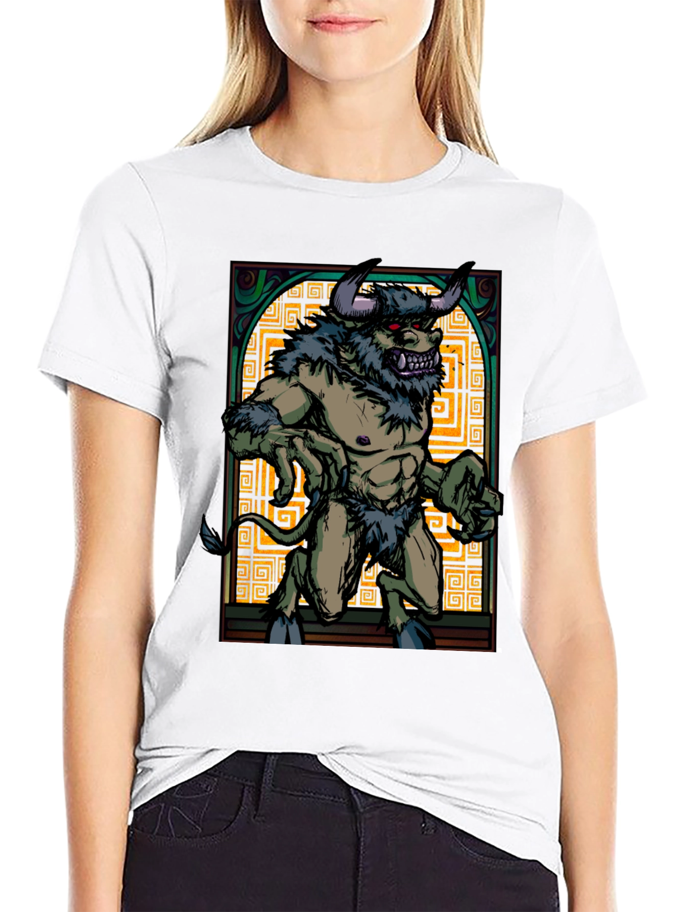 Black Minotaur Graphic Tee - Black Cotton Shirt view 9