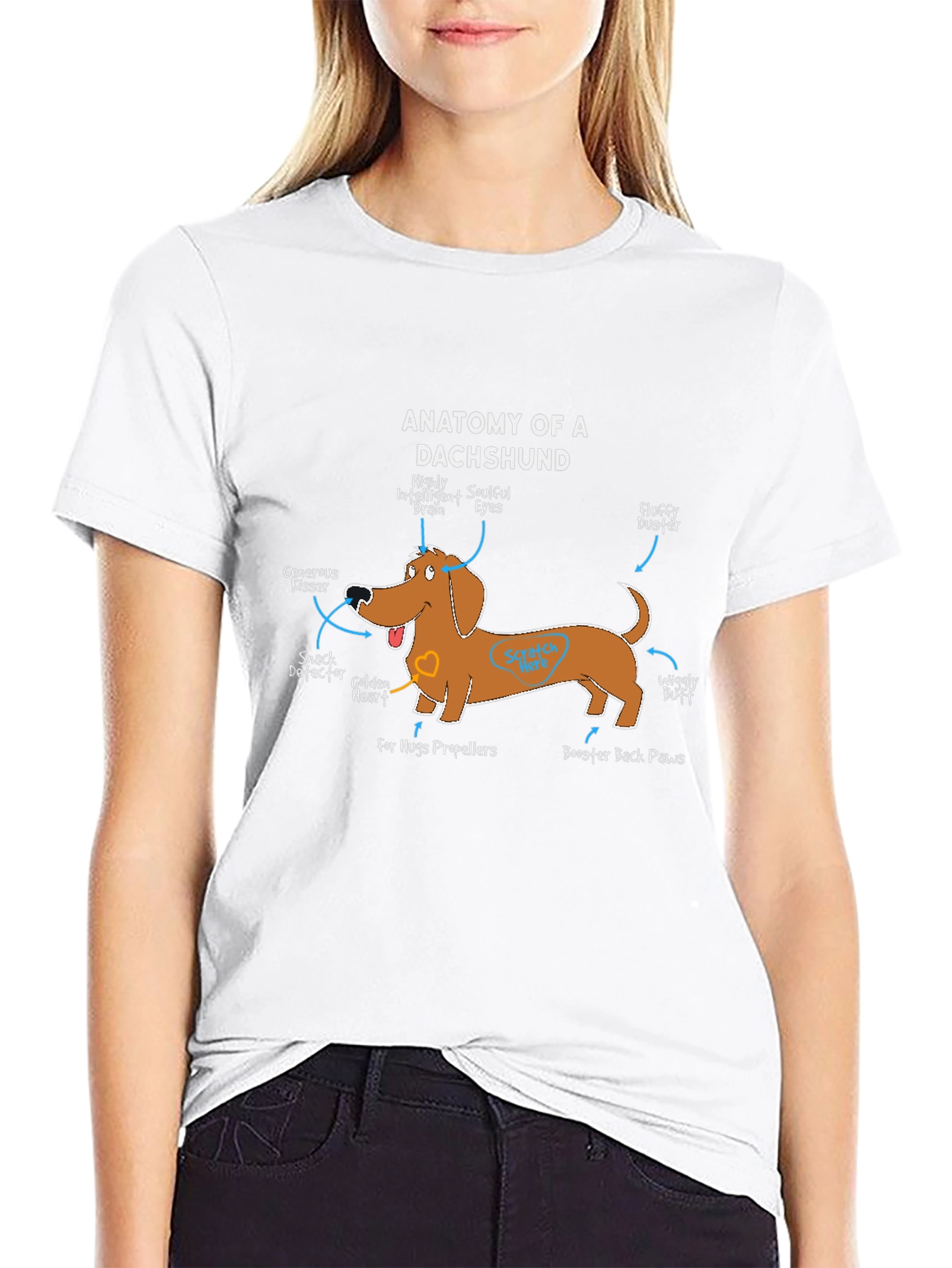 Black Anatomy of a Dachshund Funny Dog T-Shirt view 9