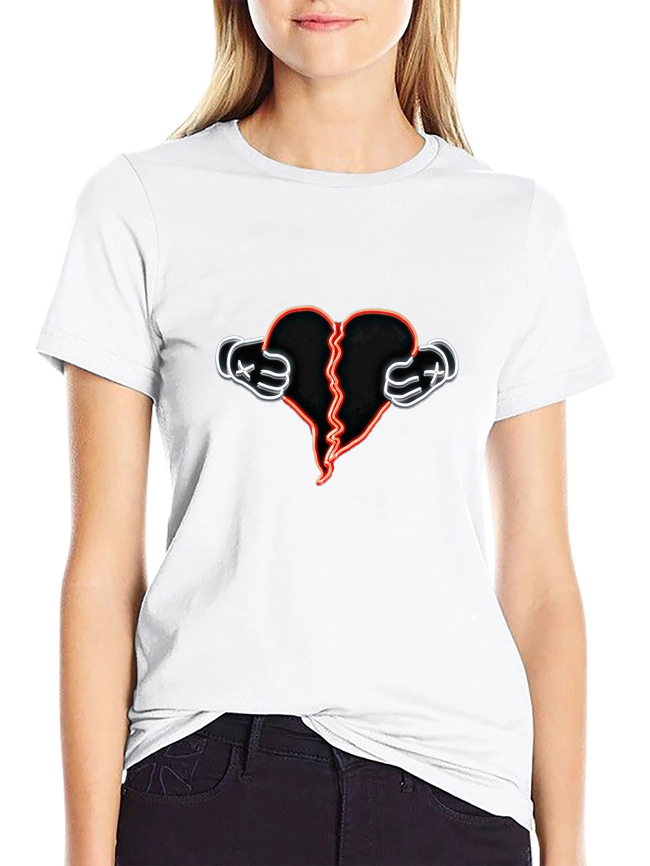 Black Broken Heart Graphic Tee view 9