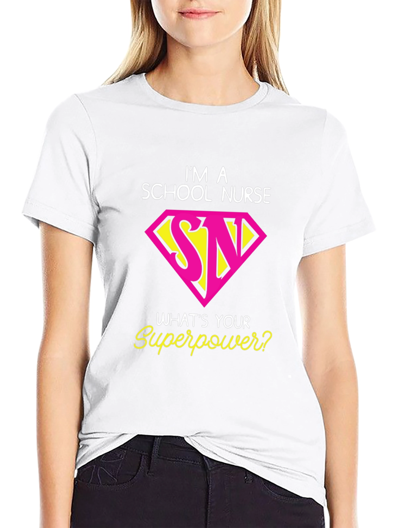 Black School Nurse Superpower T-Shirt view 9