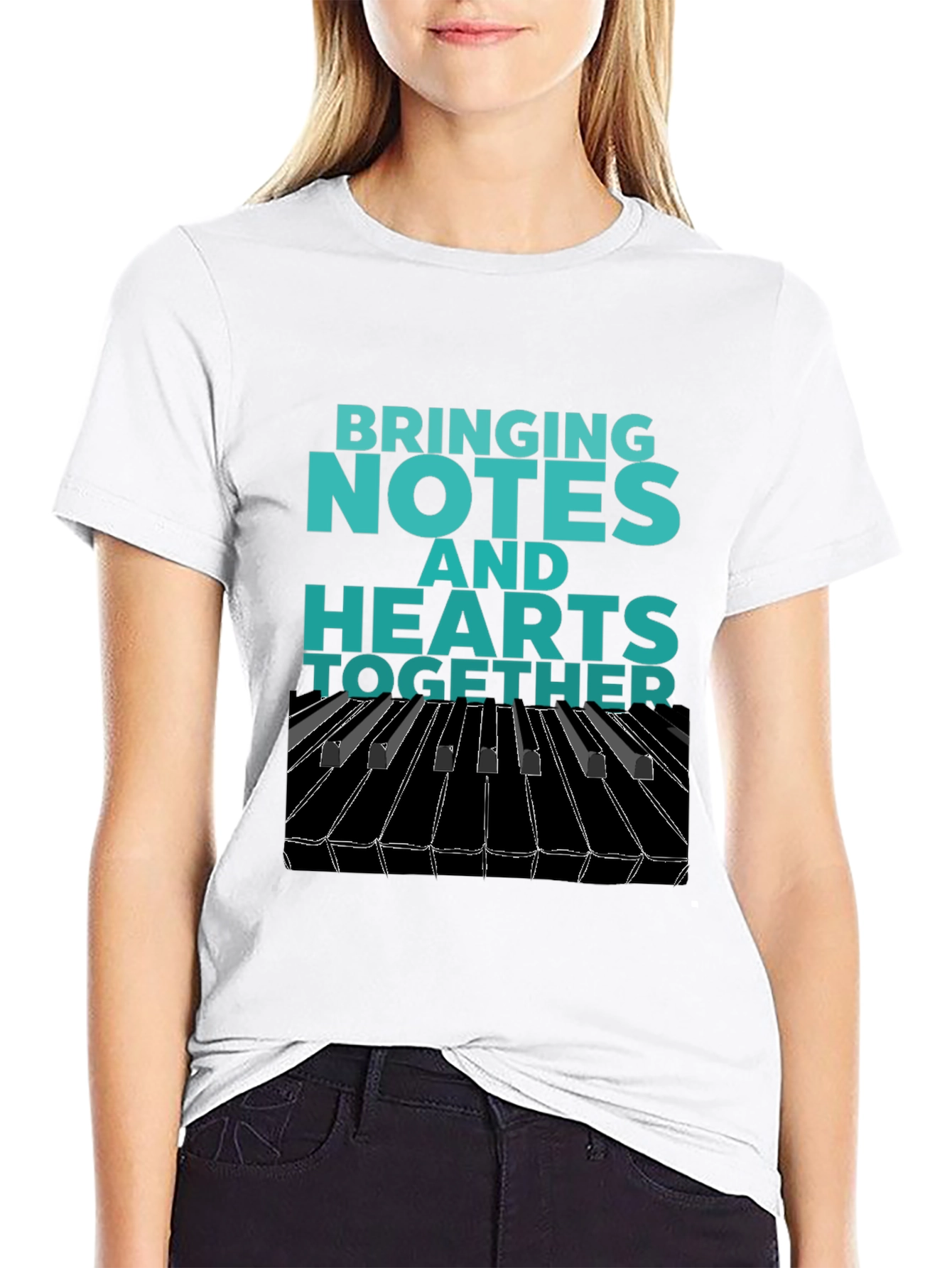Black Music Lover's Tee: Notes & Hearts Together view 9