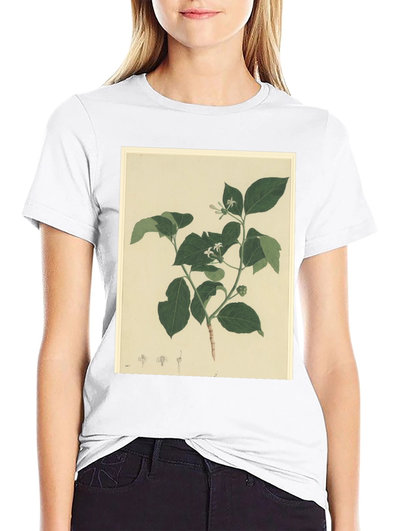 Black Botanical Print Black T-Shirt view 9