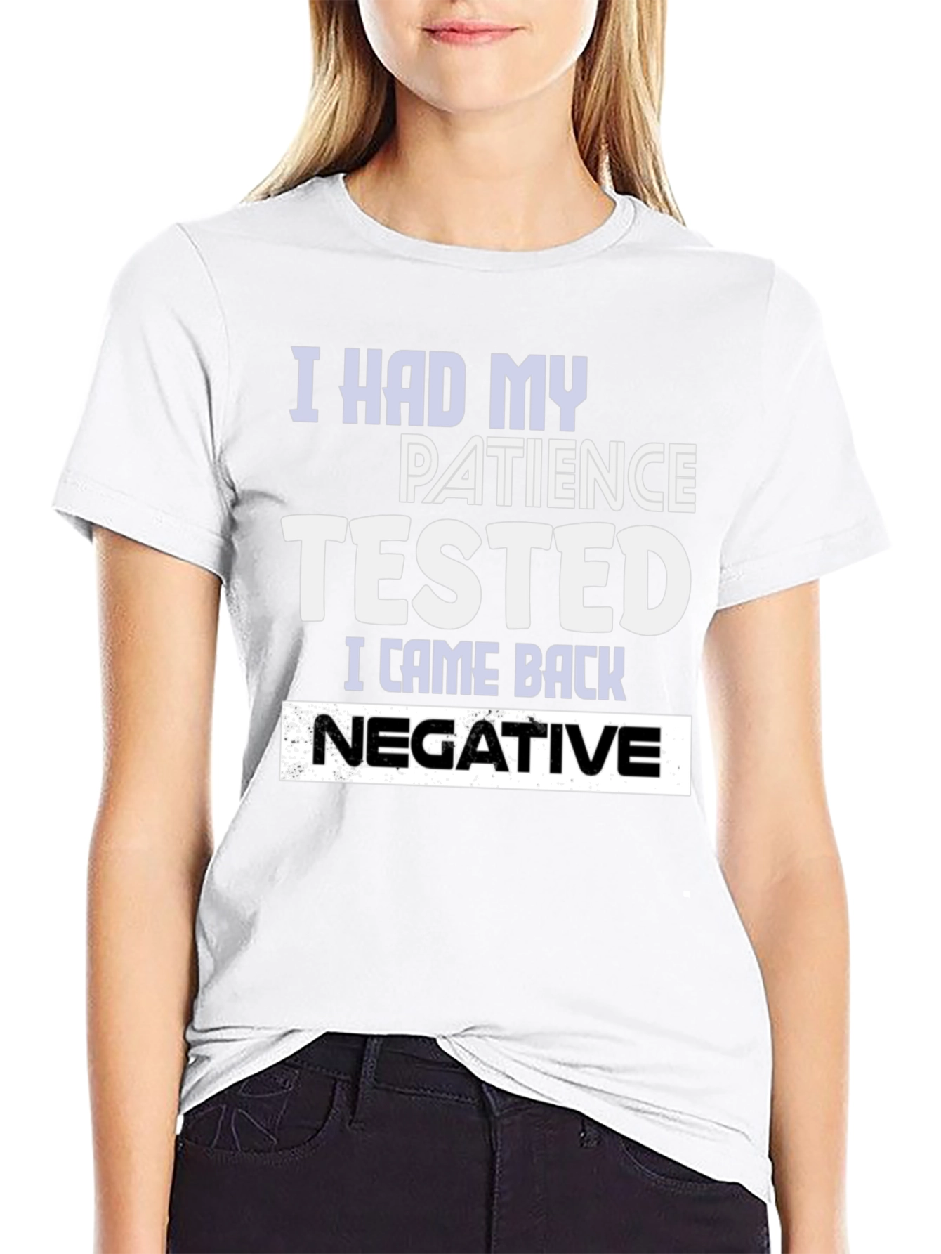 Black Patience Tested Negative Funny Graphic T-Shirt view 9