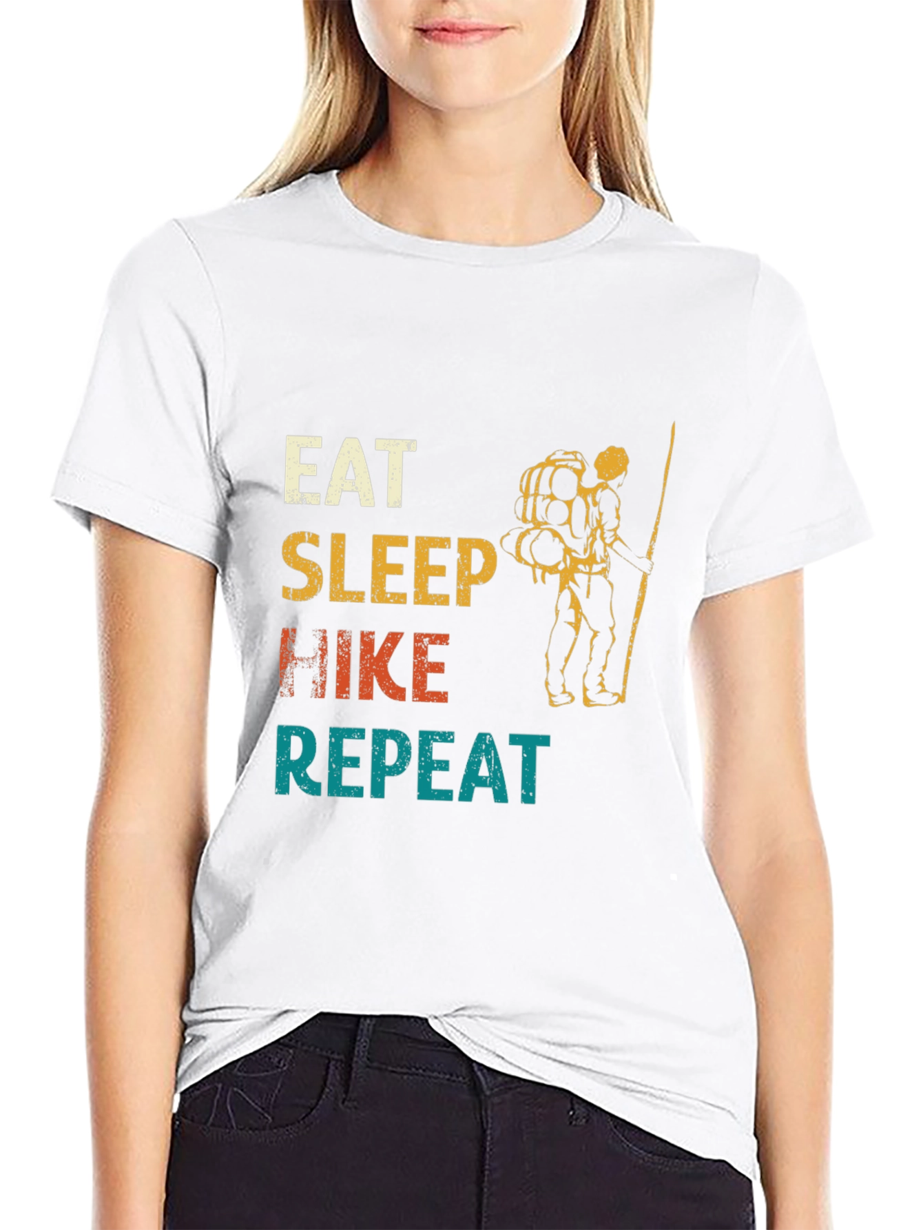 Black Eat Sleep Hike Repeat Graphic Tee view 9