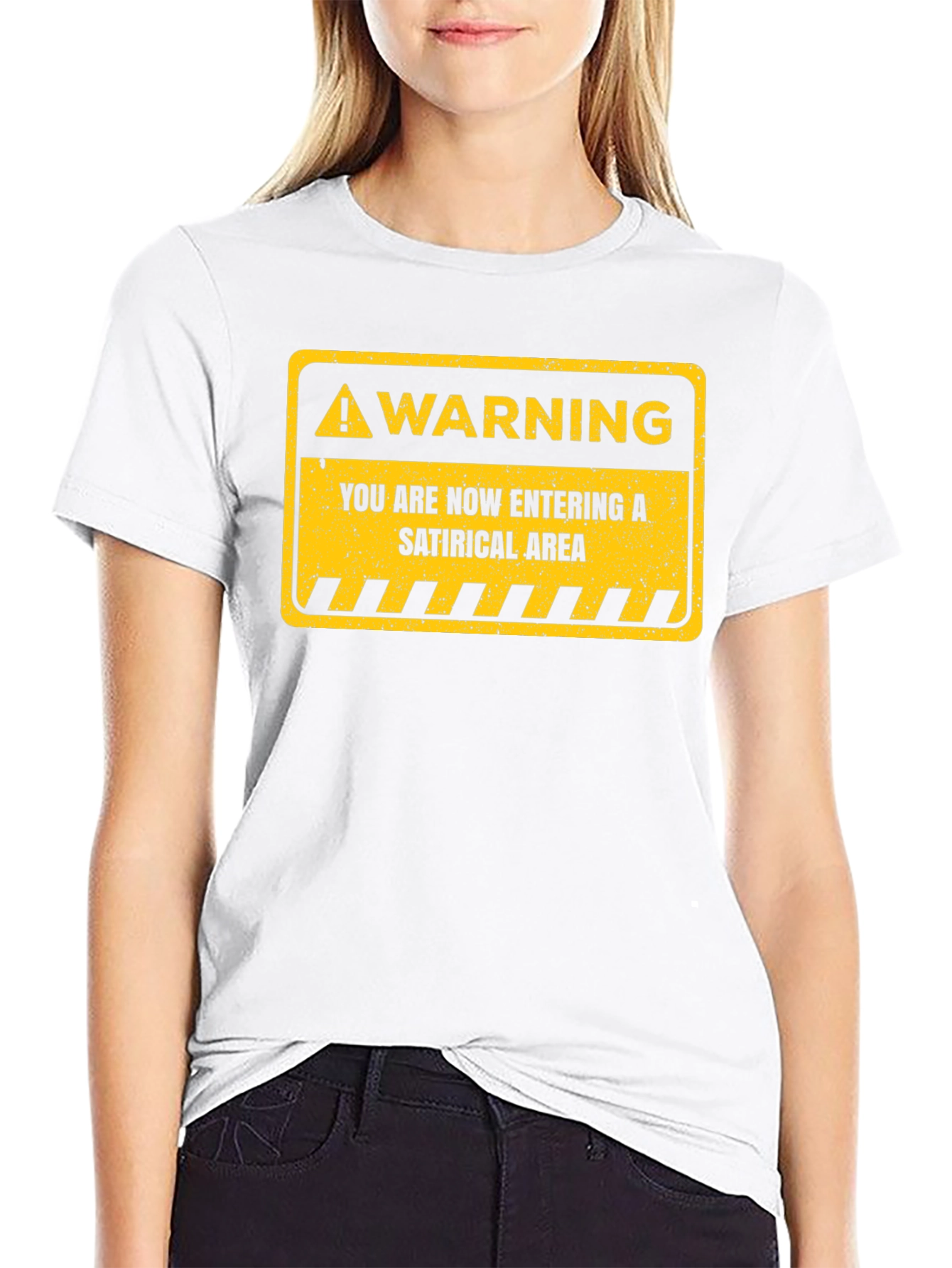 Black Satirical Area Warning Graphic Tee - Funny Humor T-Shirt view 9