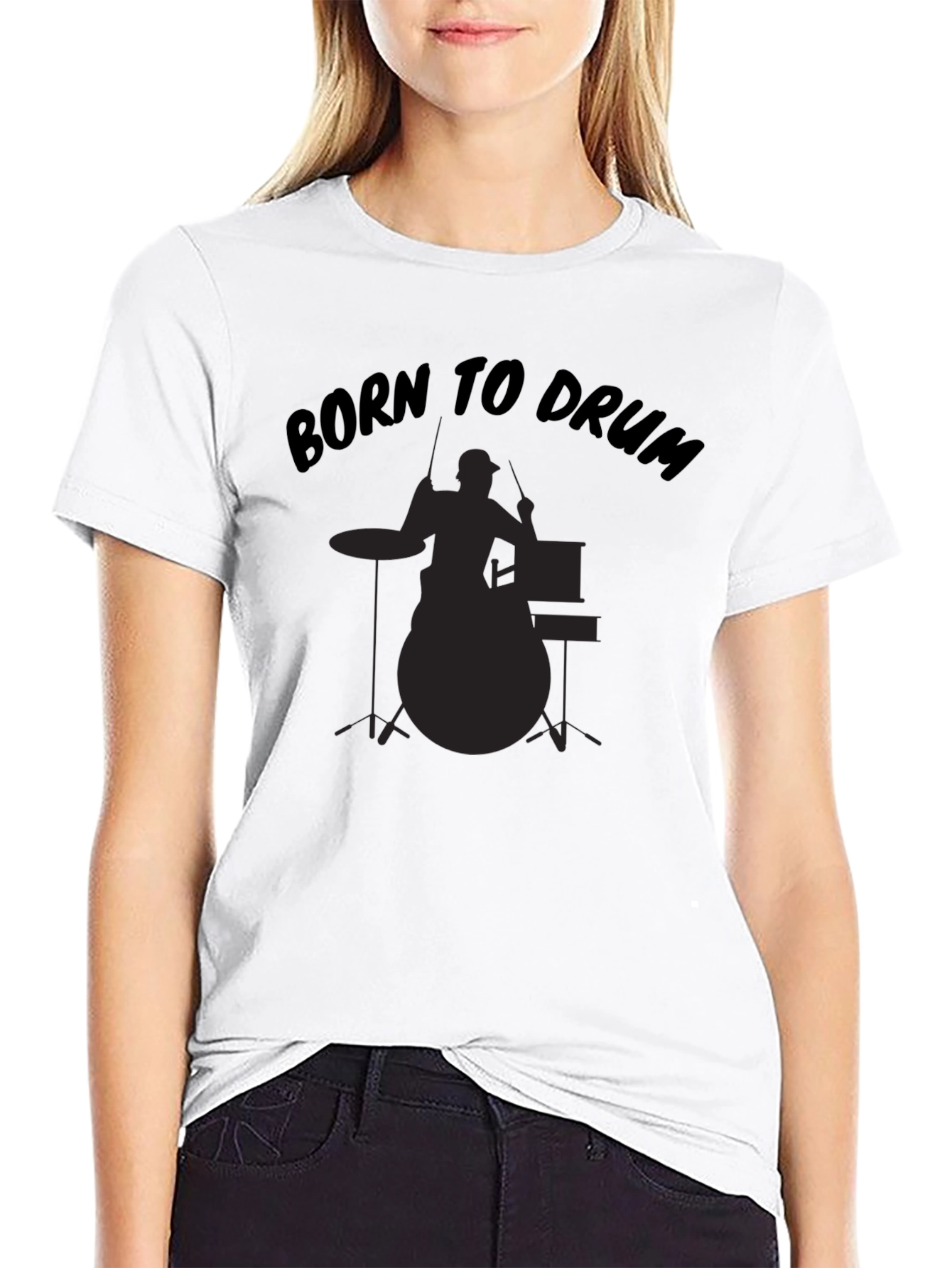Black Born to Drum Black T-Shirt view 9