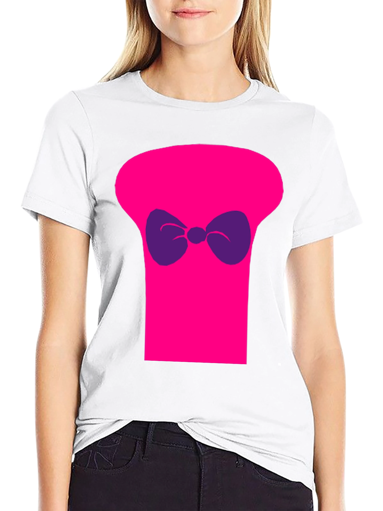 Black Funny Pink Top Hat Bow Tie Graphic T-Shirt view 9