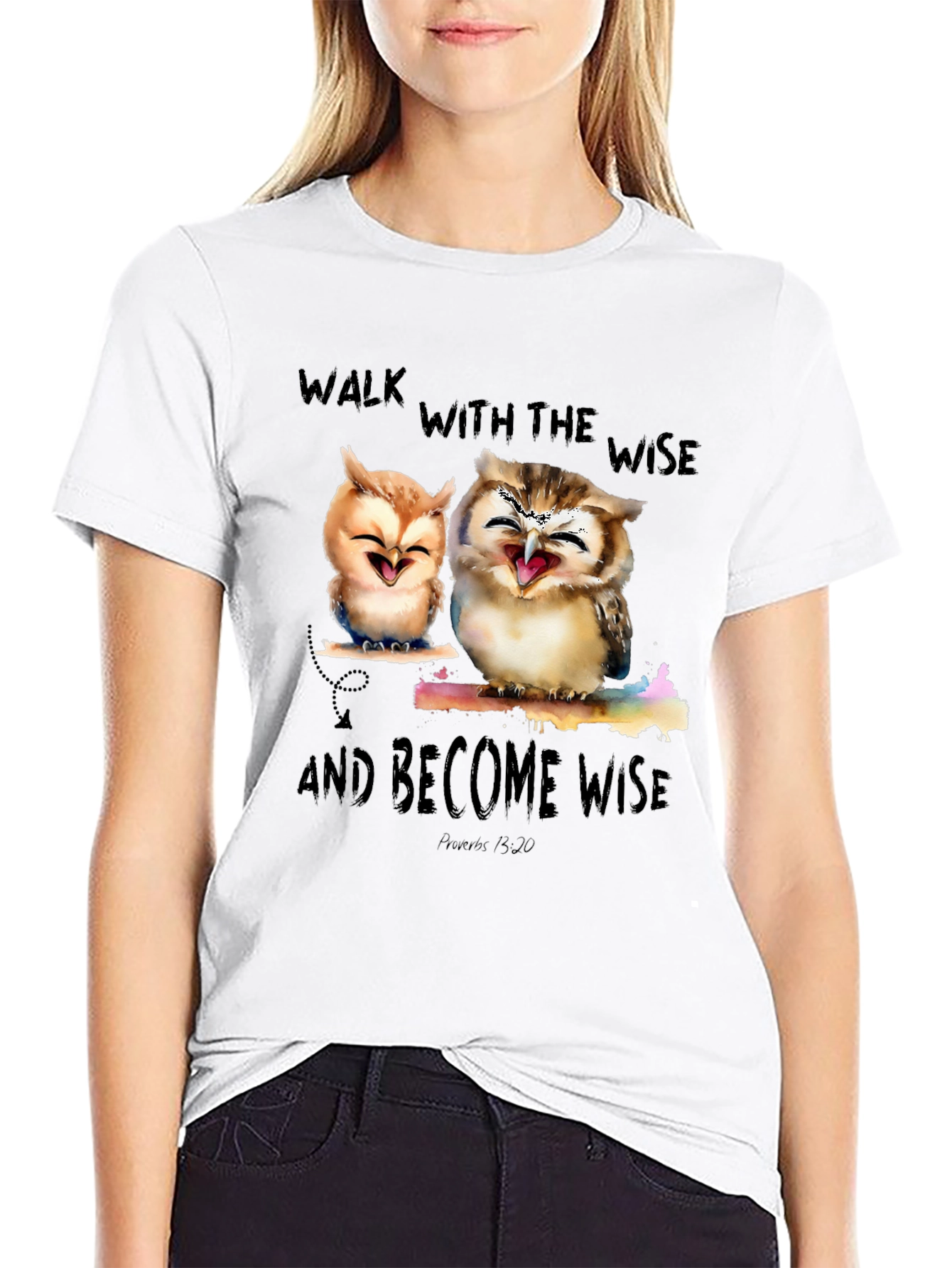 Black Wise Owls Graphic T-Shirt - Walk With The Wise view 9