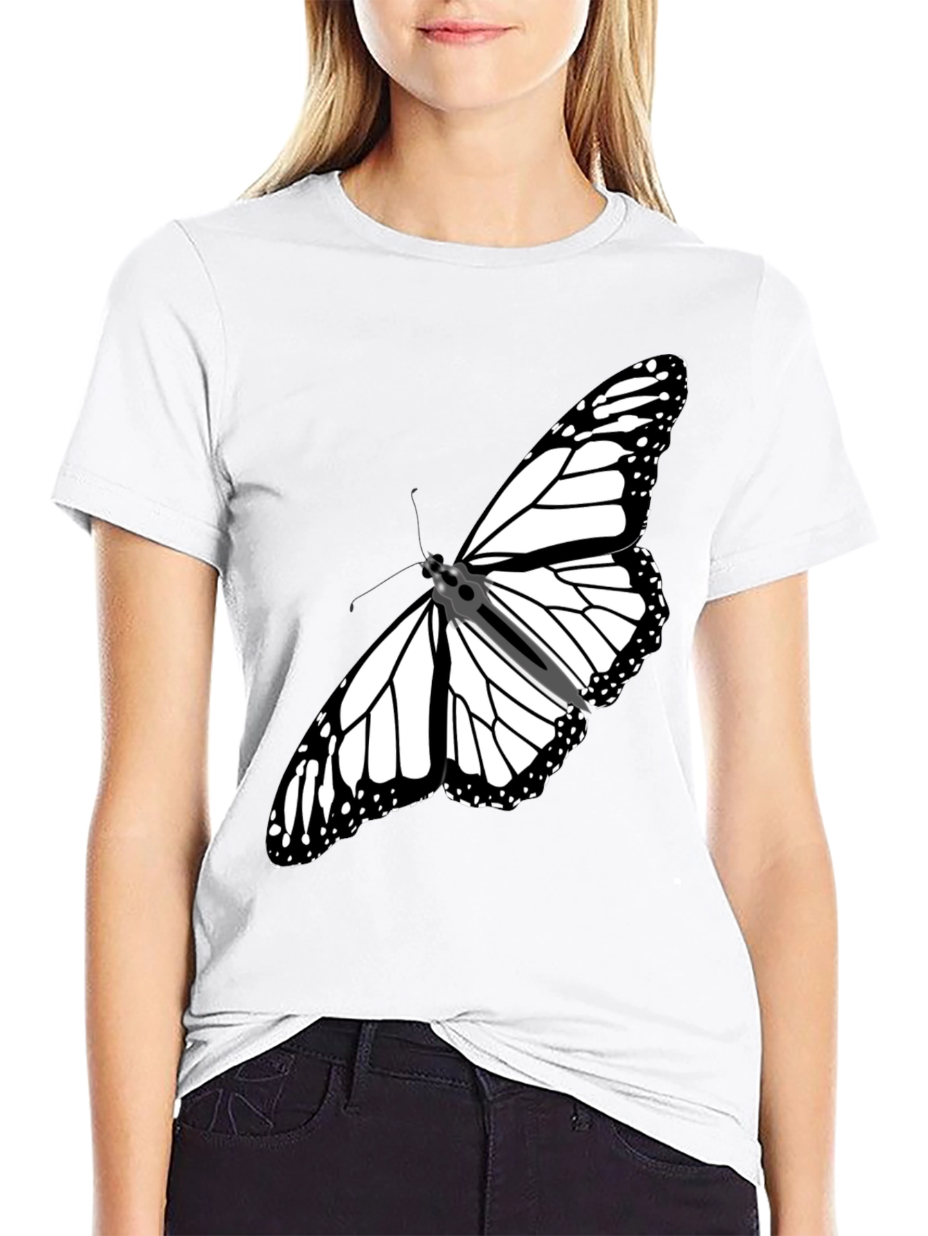 Black Butterfly Graphic Tee - Stylish Black Cotton T-Shirt view 9