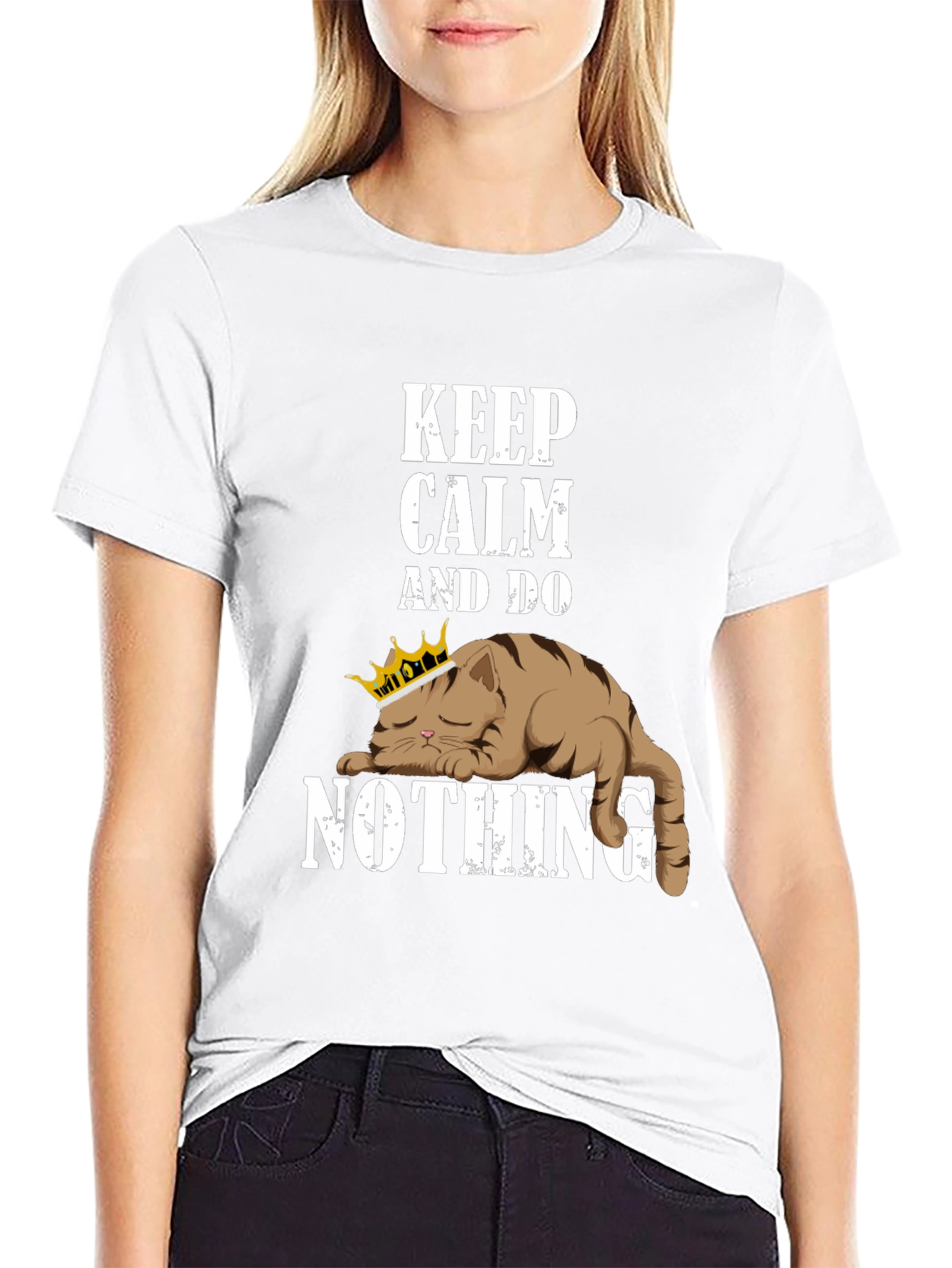 Black Keep Calm Cat T-Shirt view 9