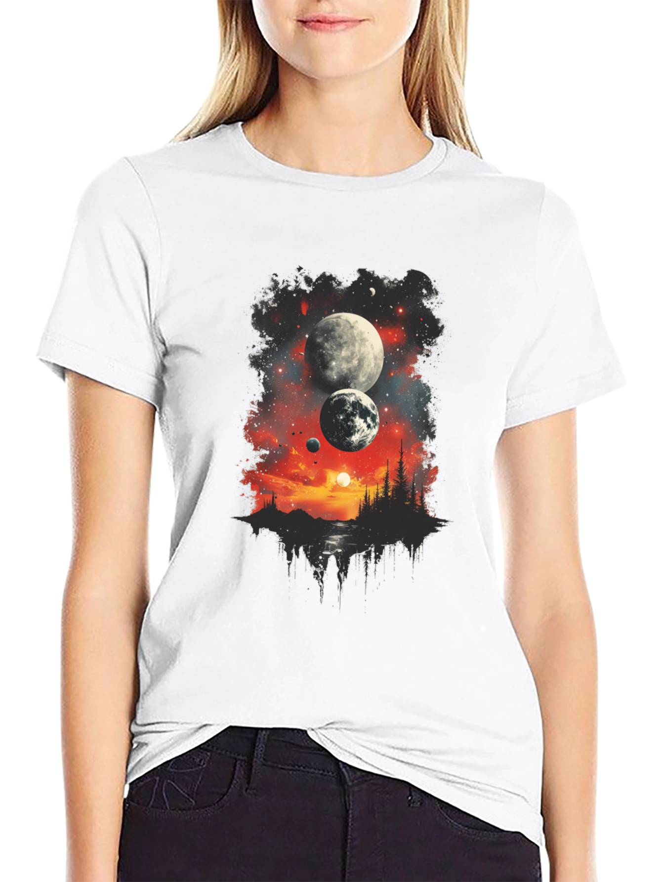 Black Cosmic Landscape Graphic Tee - Black T-Shirt view 9