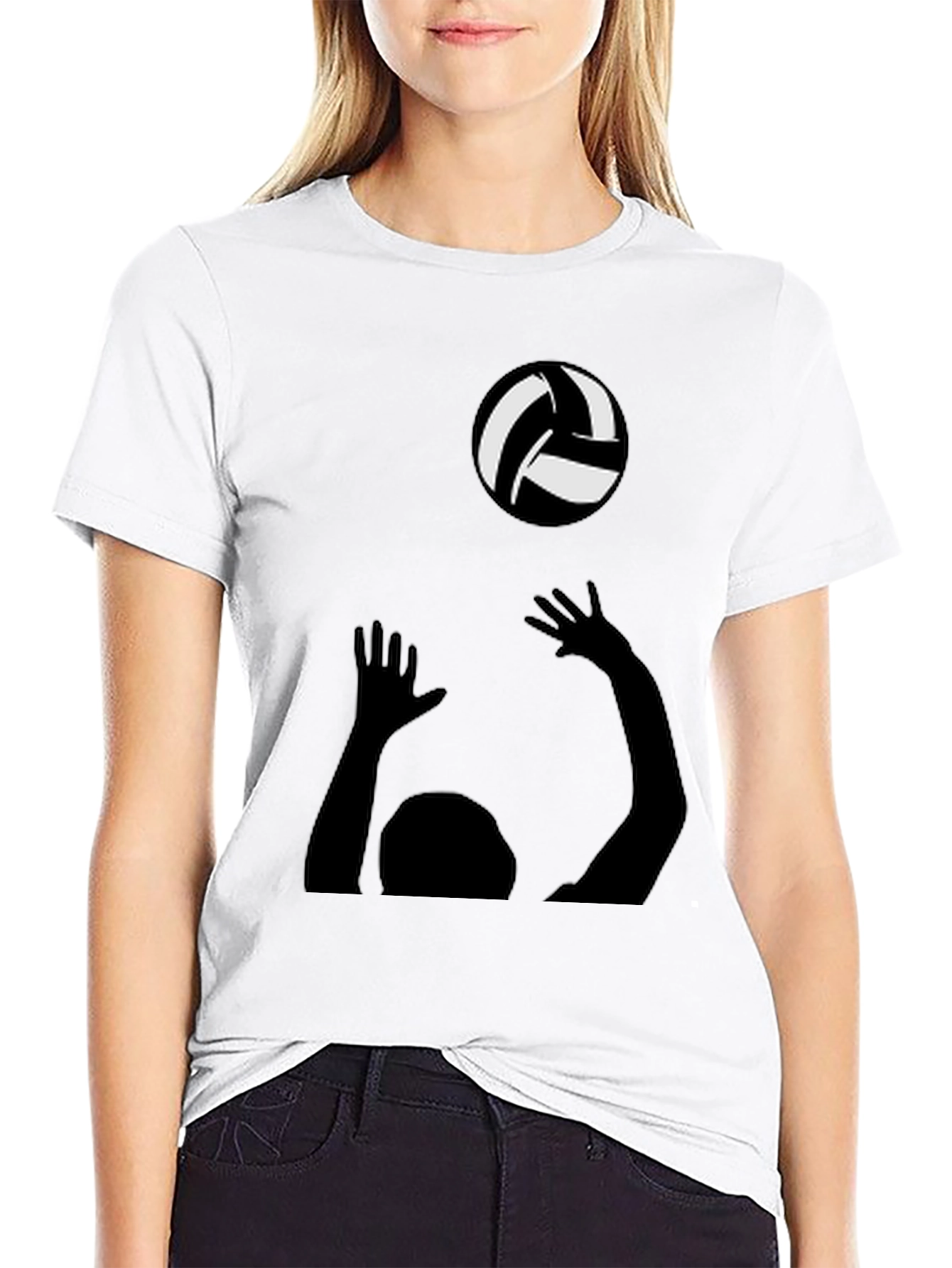 Black Volleyball Player Graphic Tee - Black Cotton Shirt view 9