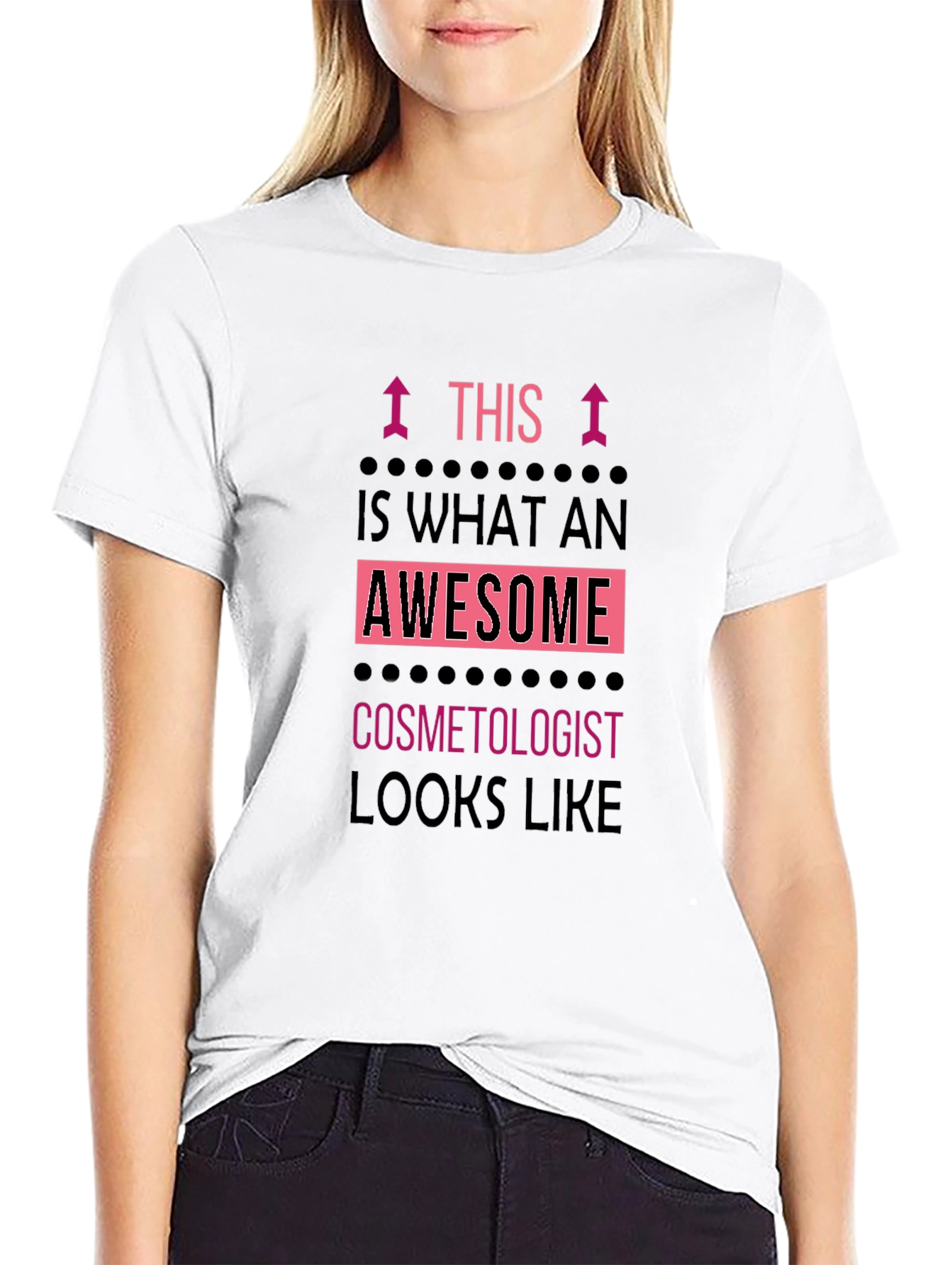 Black Awesome Cosmetologist T-Shirt, Black Graphic Tee view 9