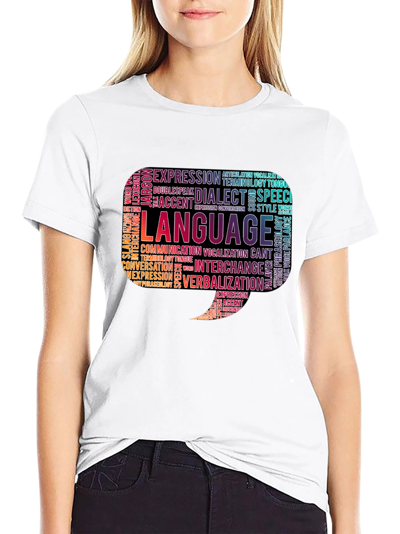 Black Language Word Cloud Graphic Tee view 9