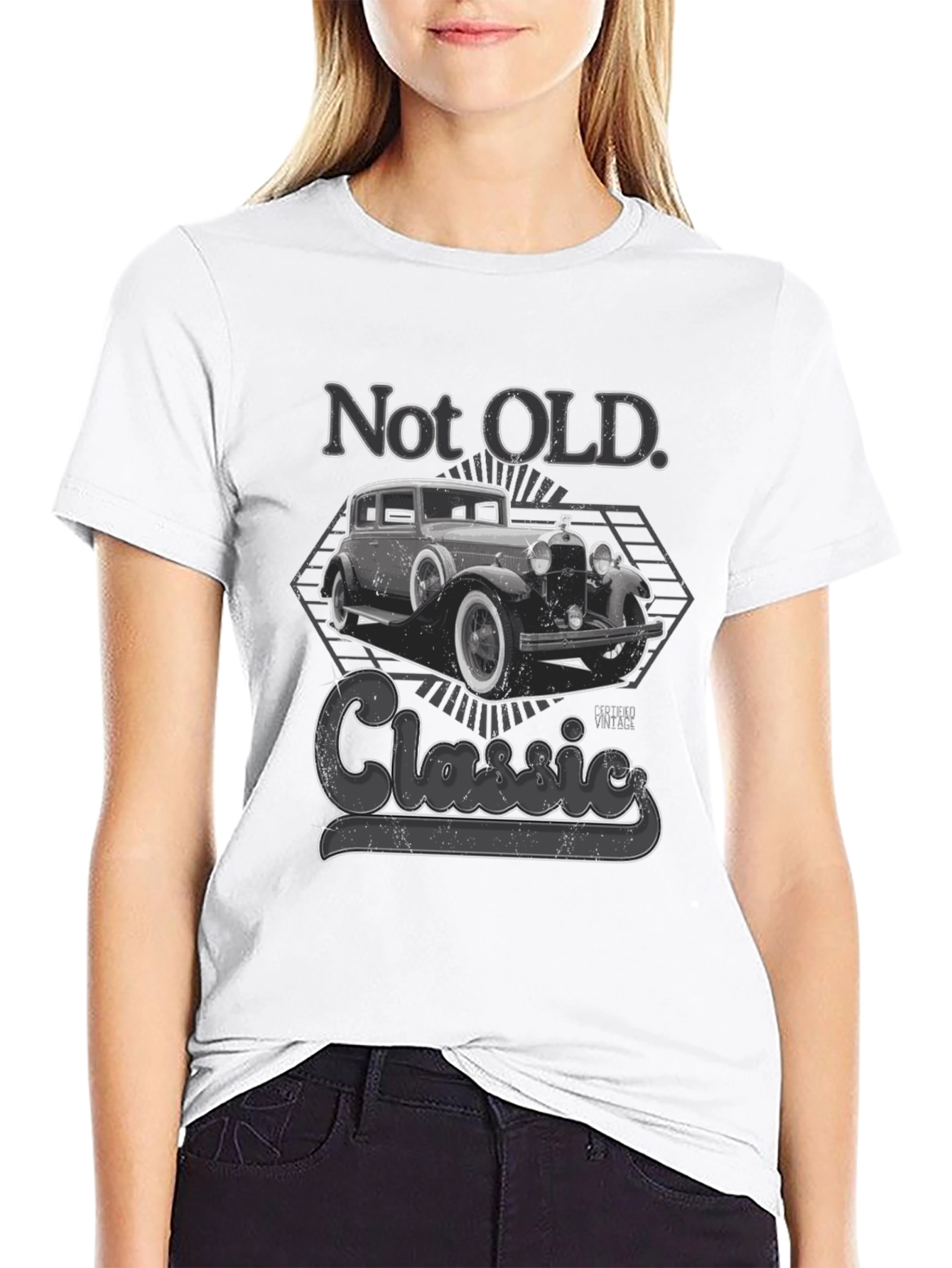 Black Not Old Classic Car T-Shirt view 9