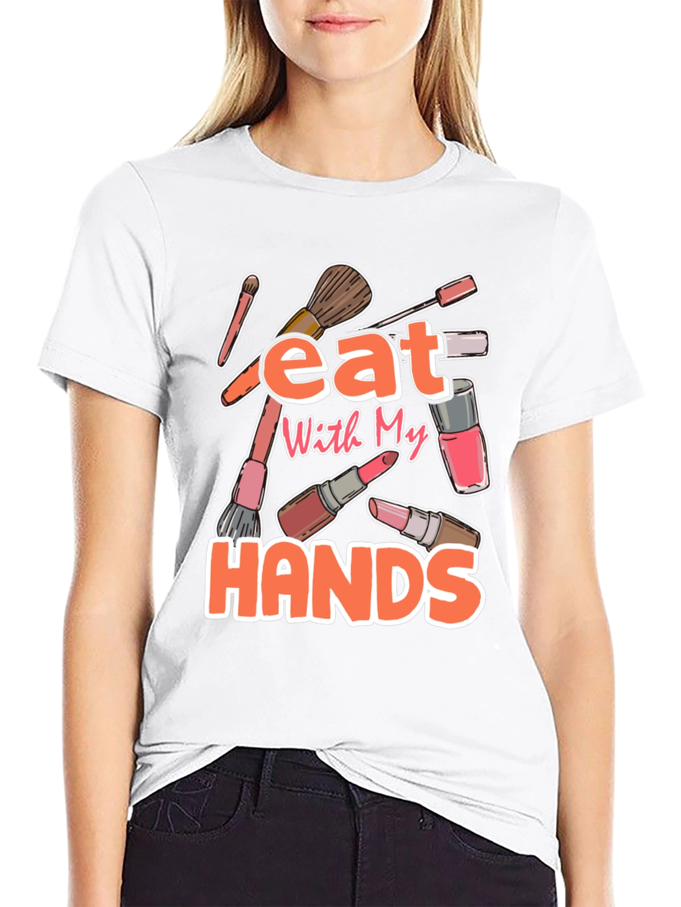 Black Eat With My Hands Makeup T-Shirt view 9
