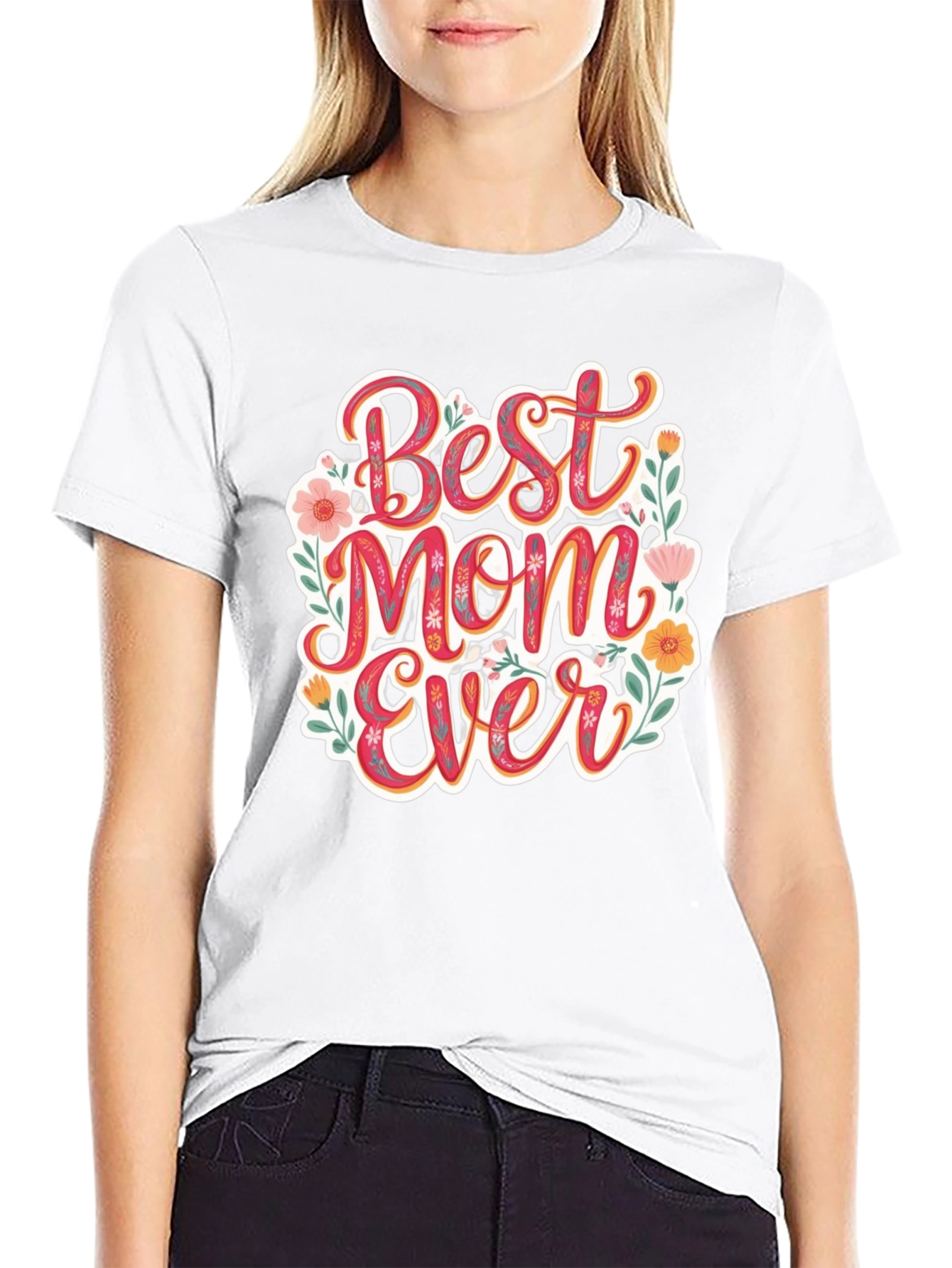 Black Best Mom Ever Floral T-Shirt view 9