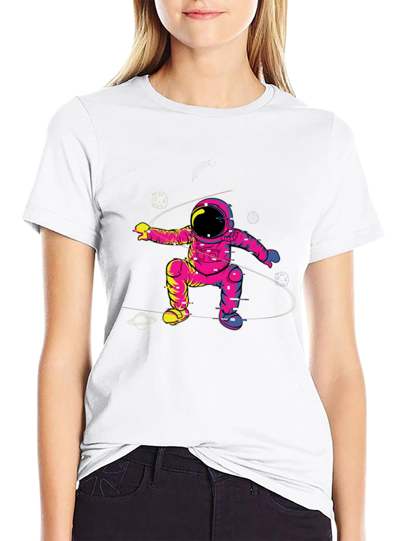 Black Astronaut Graphic Tee - Galaxy Explorer T-Shirt view 9