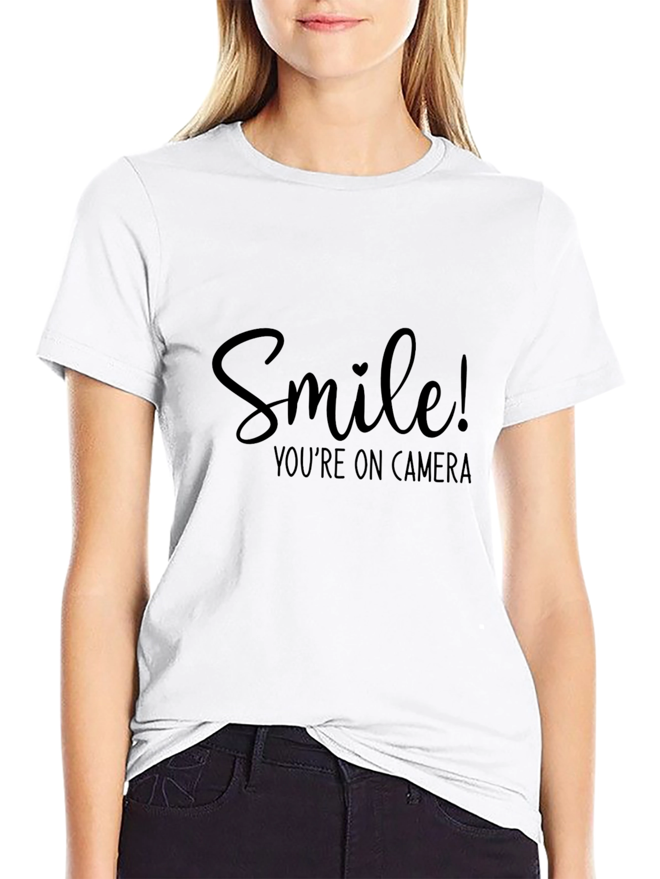 Black Smile You're On Camera Black T-Shirt view 9