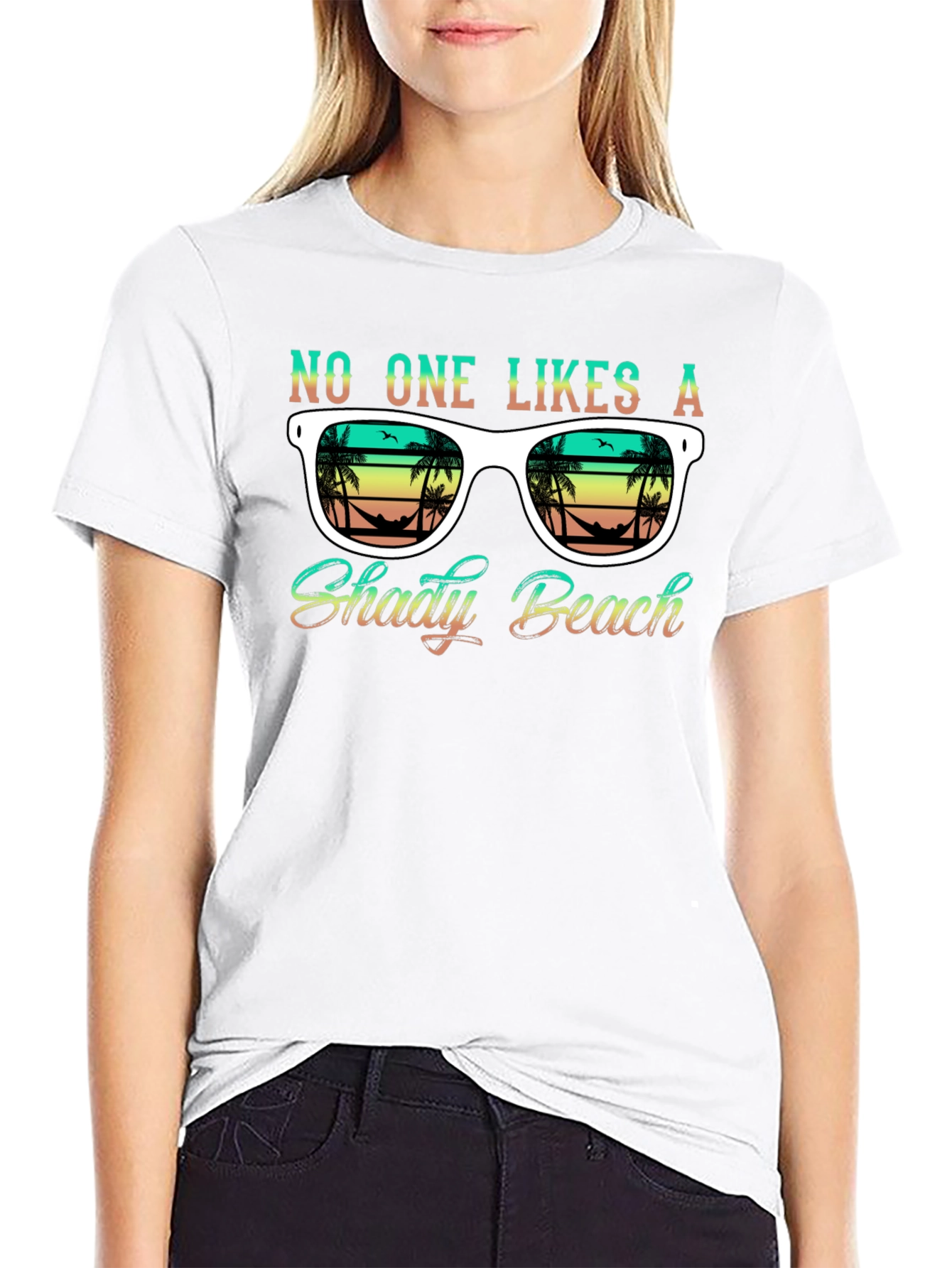 Black Shady Beach Sunglasses Graphic T-Shirt view 9