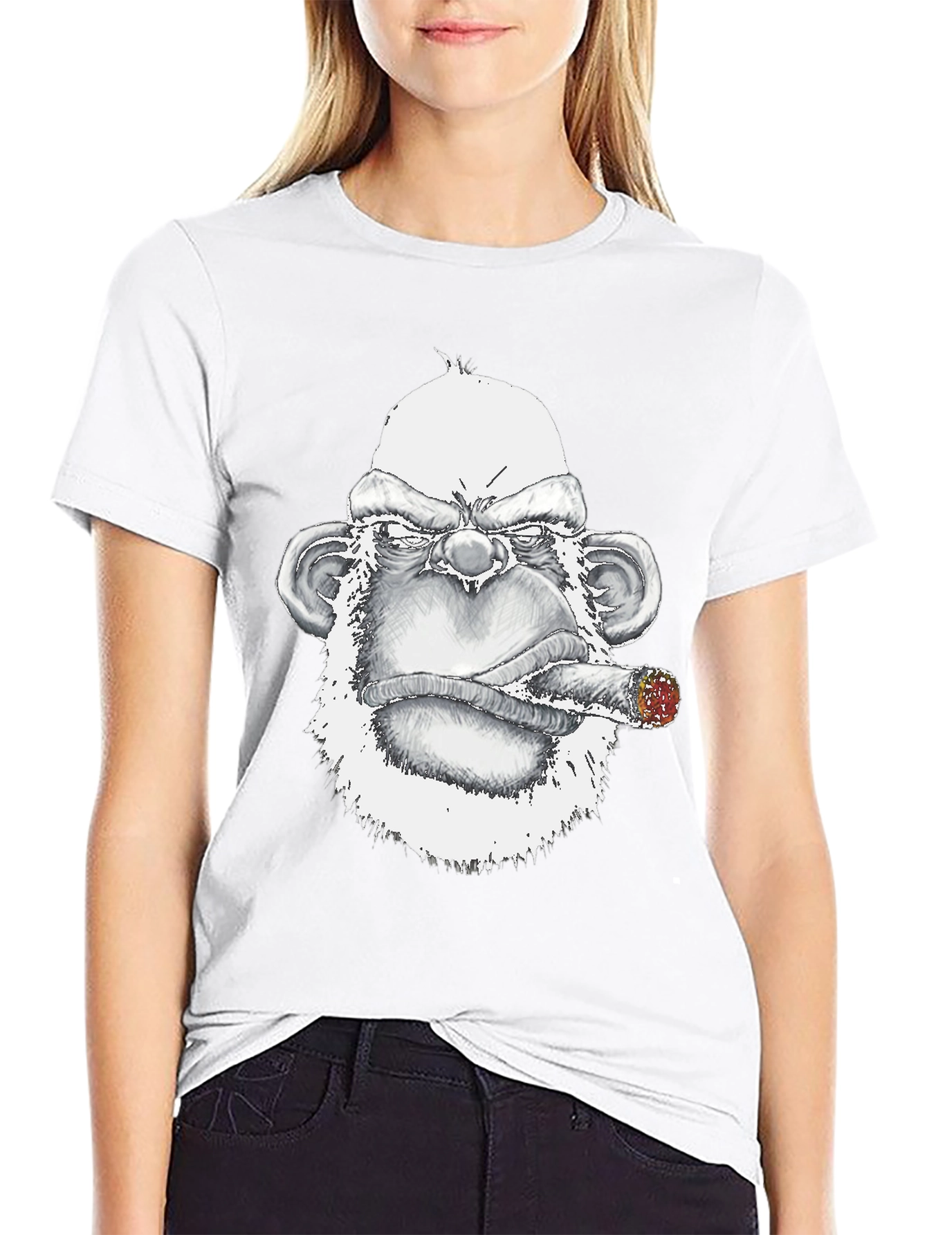 Black Grumpy Gorilla Tee: Bold Graphic Print view 9