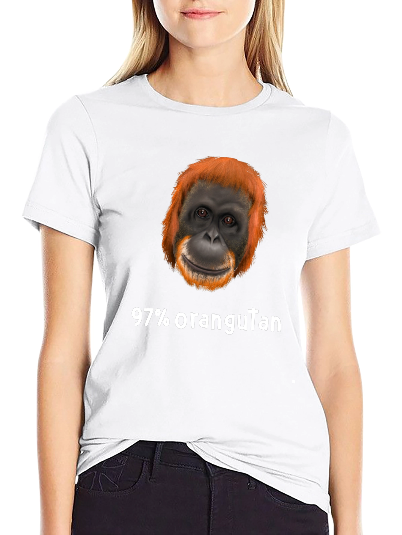 Funny 97% Orangutan Graphic Print T-Shirt - 9