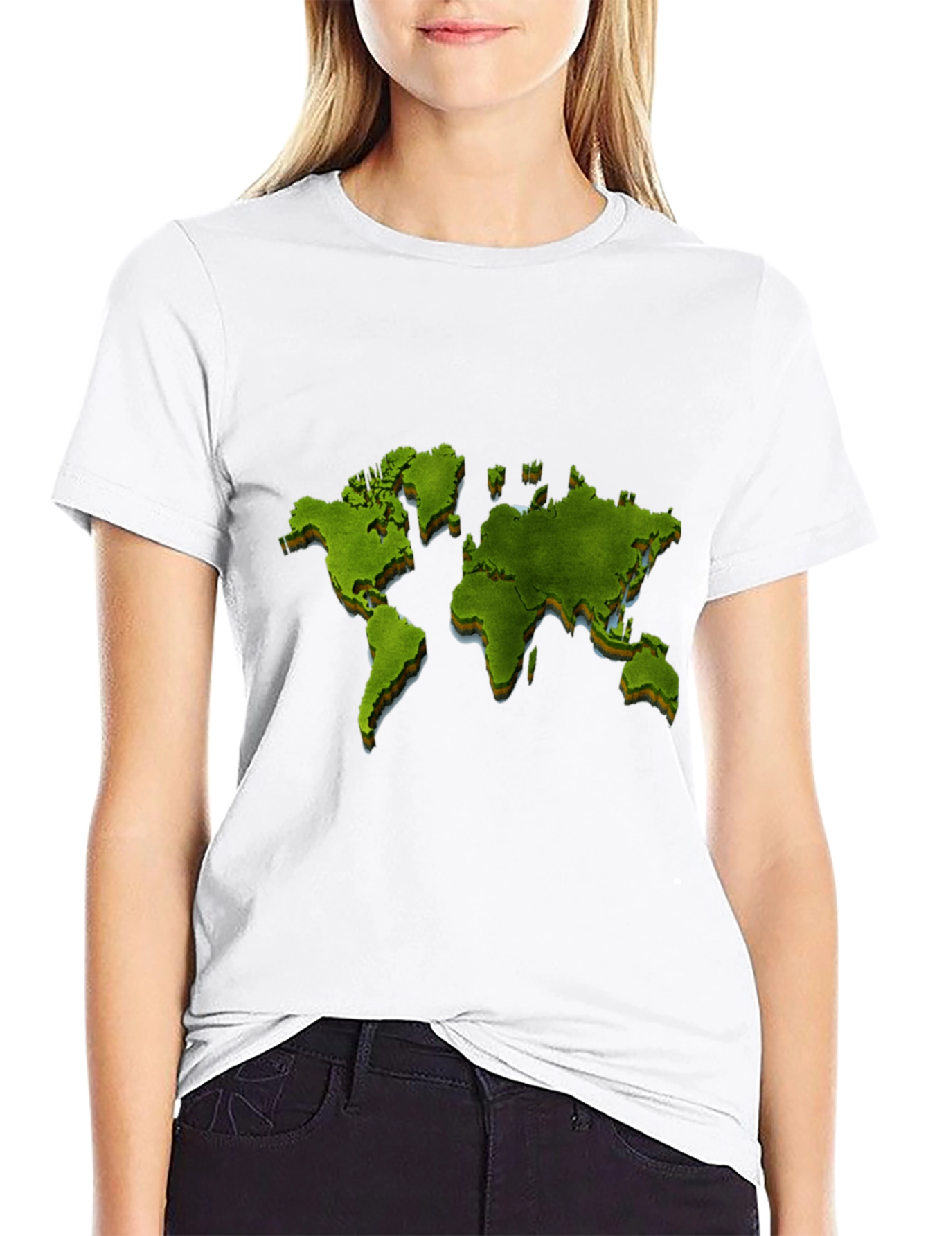 Black World Map Graphic Print Black T-Shirt view 9
