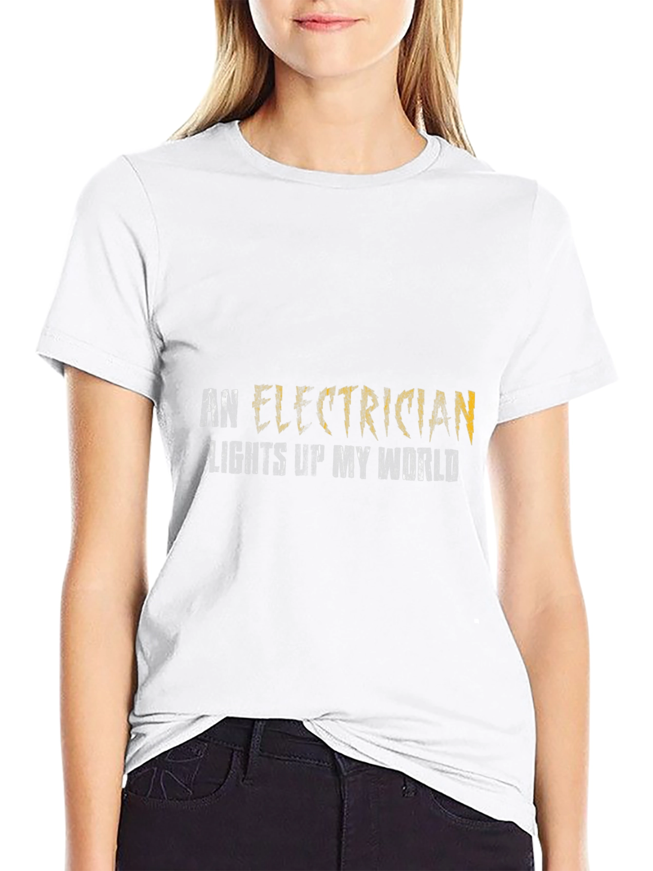 Black Electrician Lights Up My World T-Shirt view 9