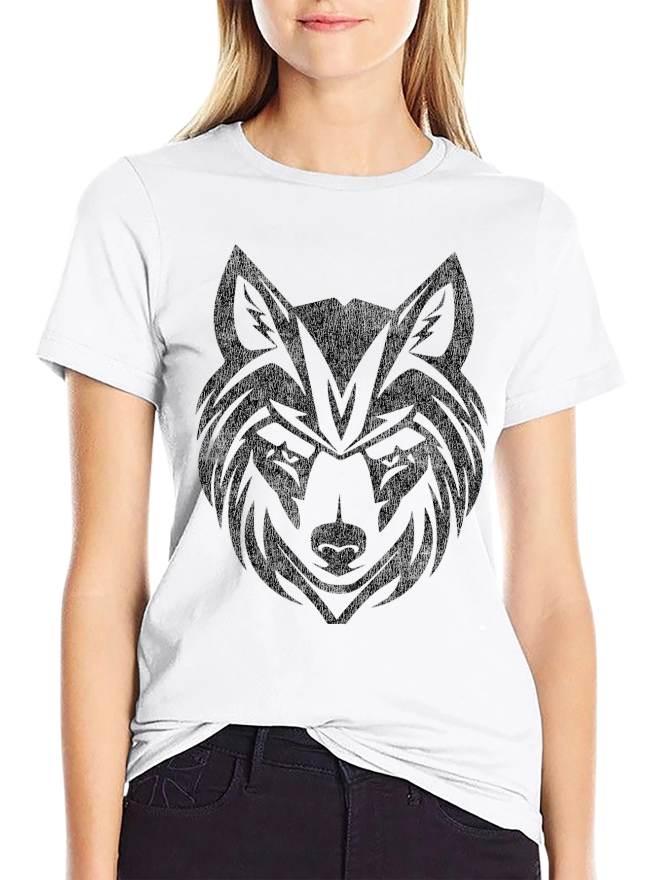 Black Wolf Graphic Black T-Shirt view 9